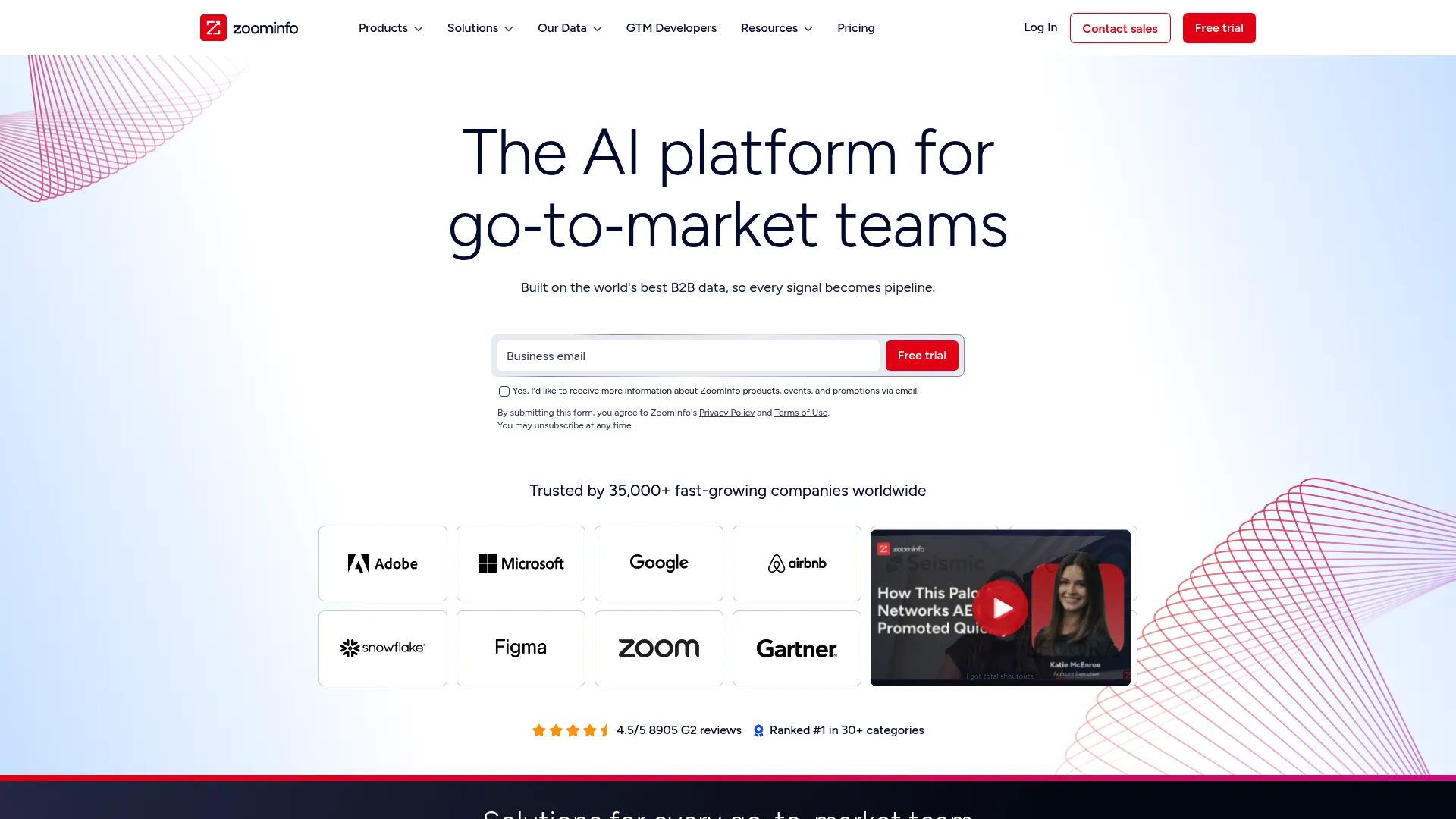ZoomInfo go-to-market intelligence platform homepage