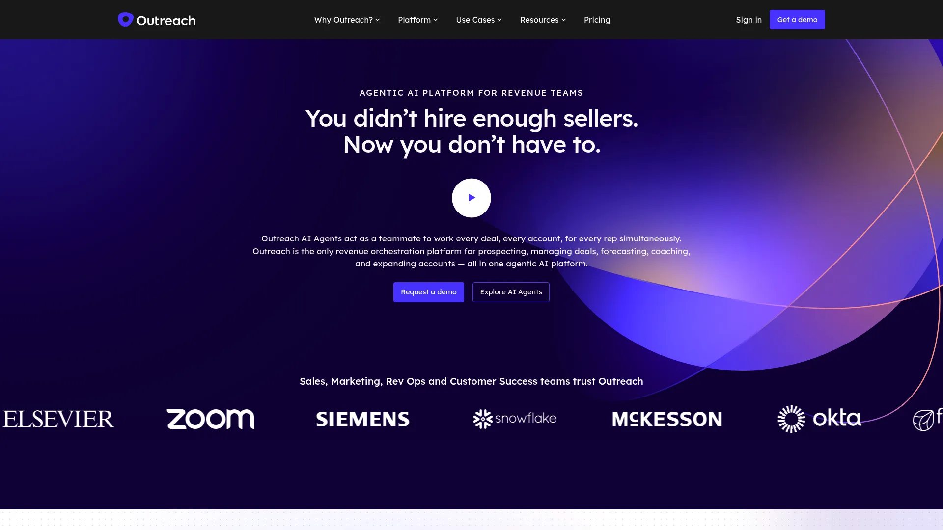Outreach AI revenue workflow platform homepage