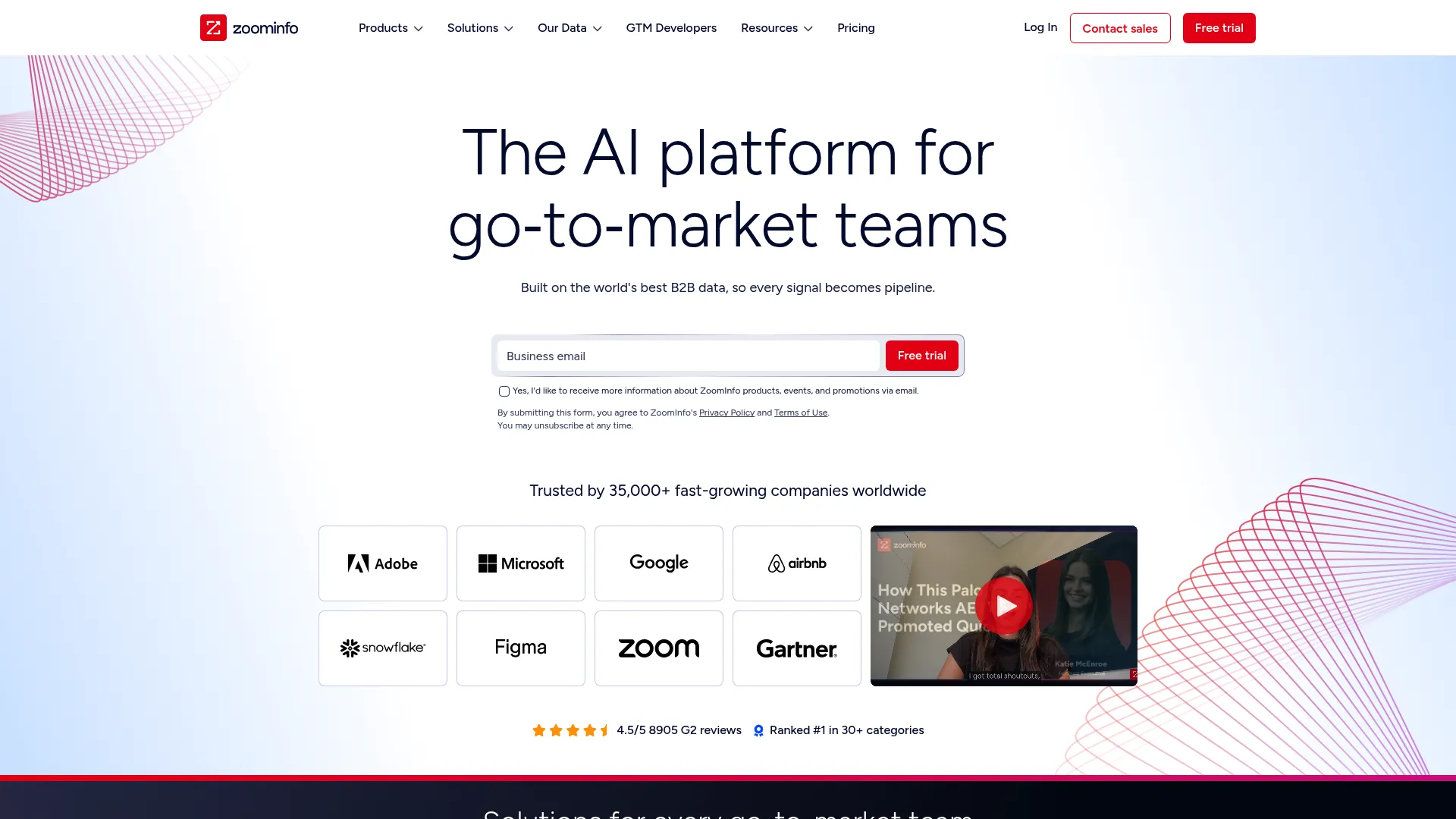 ZoomInfo firmographic data platform homepage