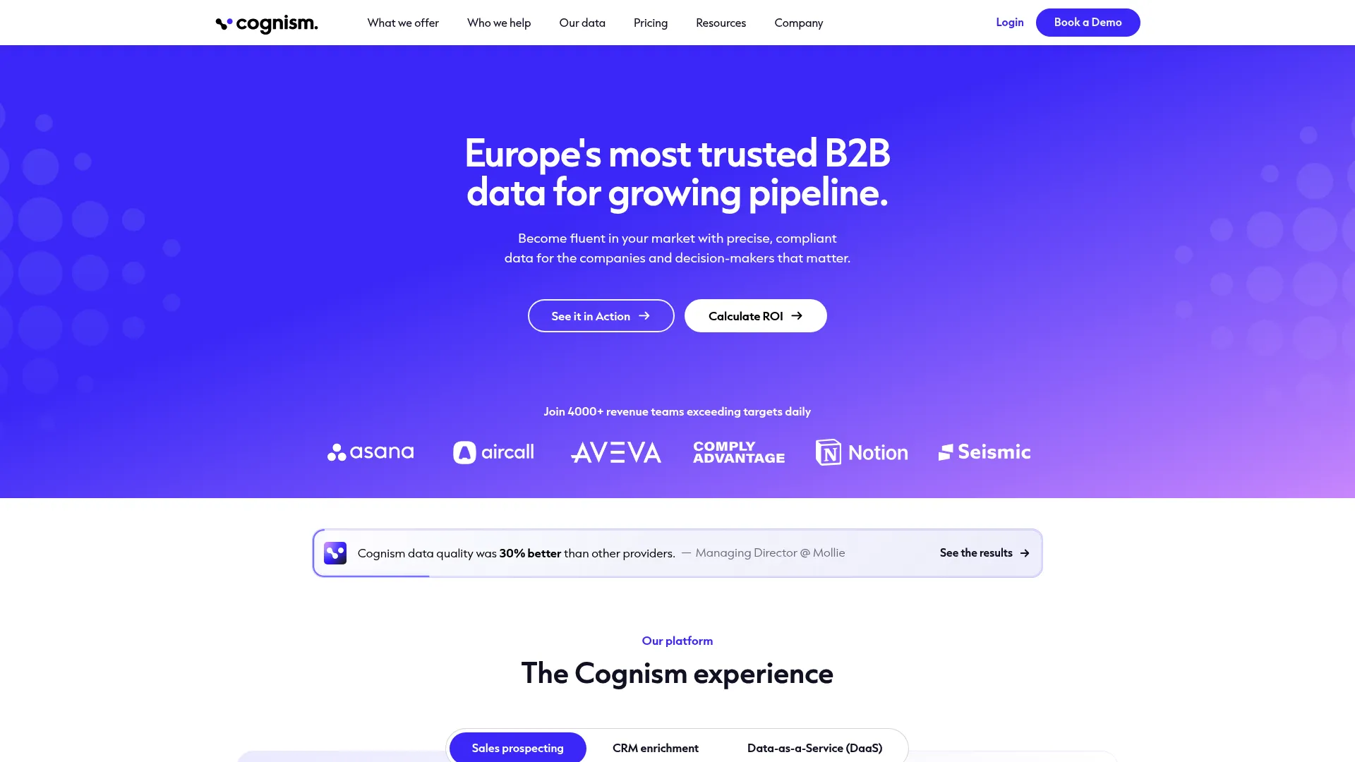 Cognism sales intelligence platform homepage