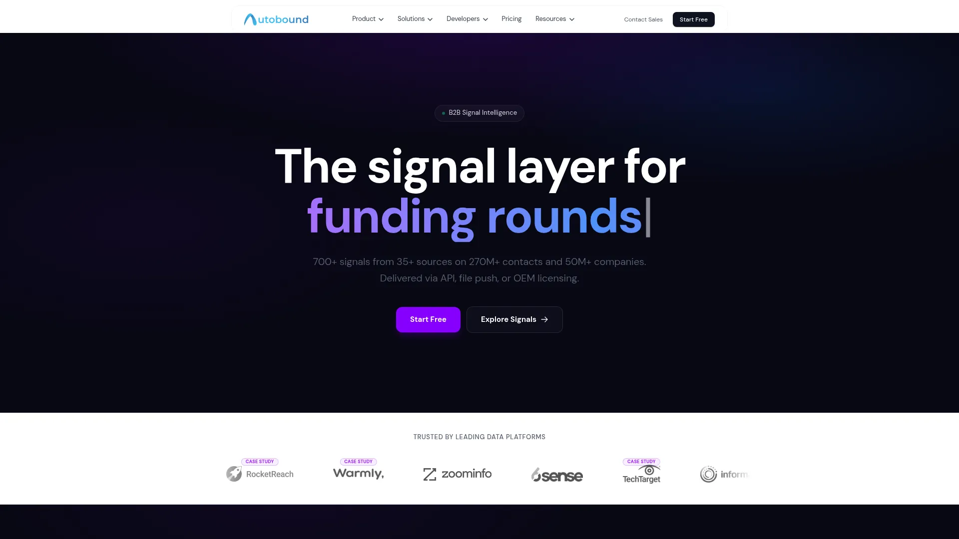 Autobound sales signal intelligence platform homepage