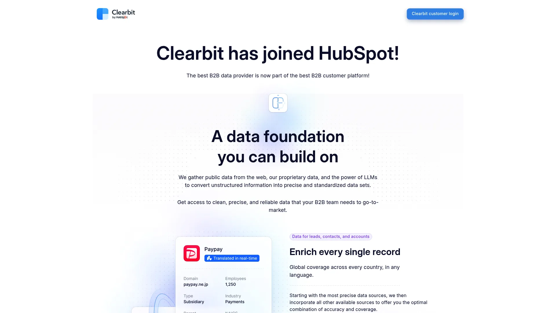 Clearbit enrichment and visitor identification platform