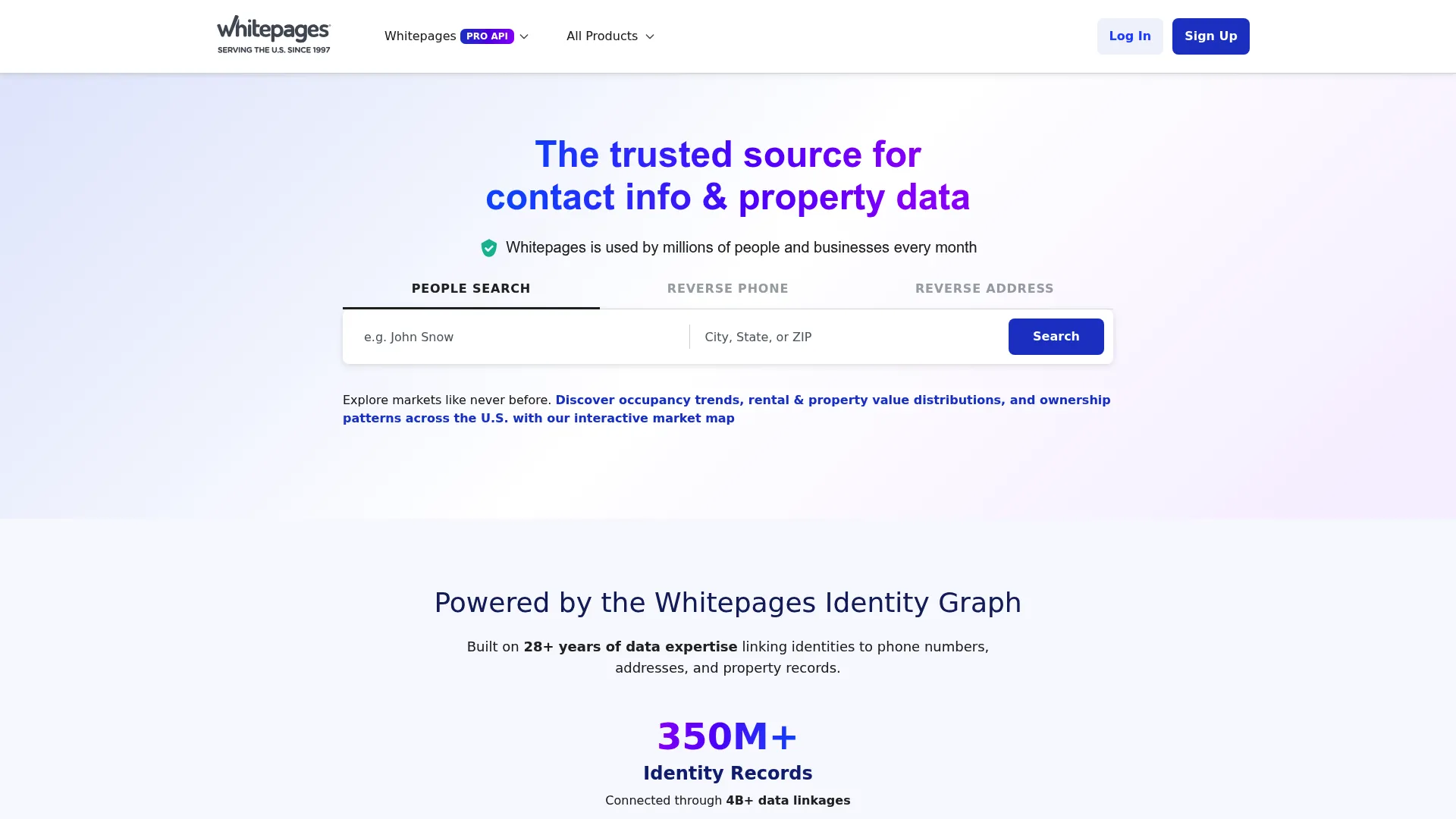 Whitepages people search page