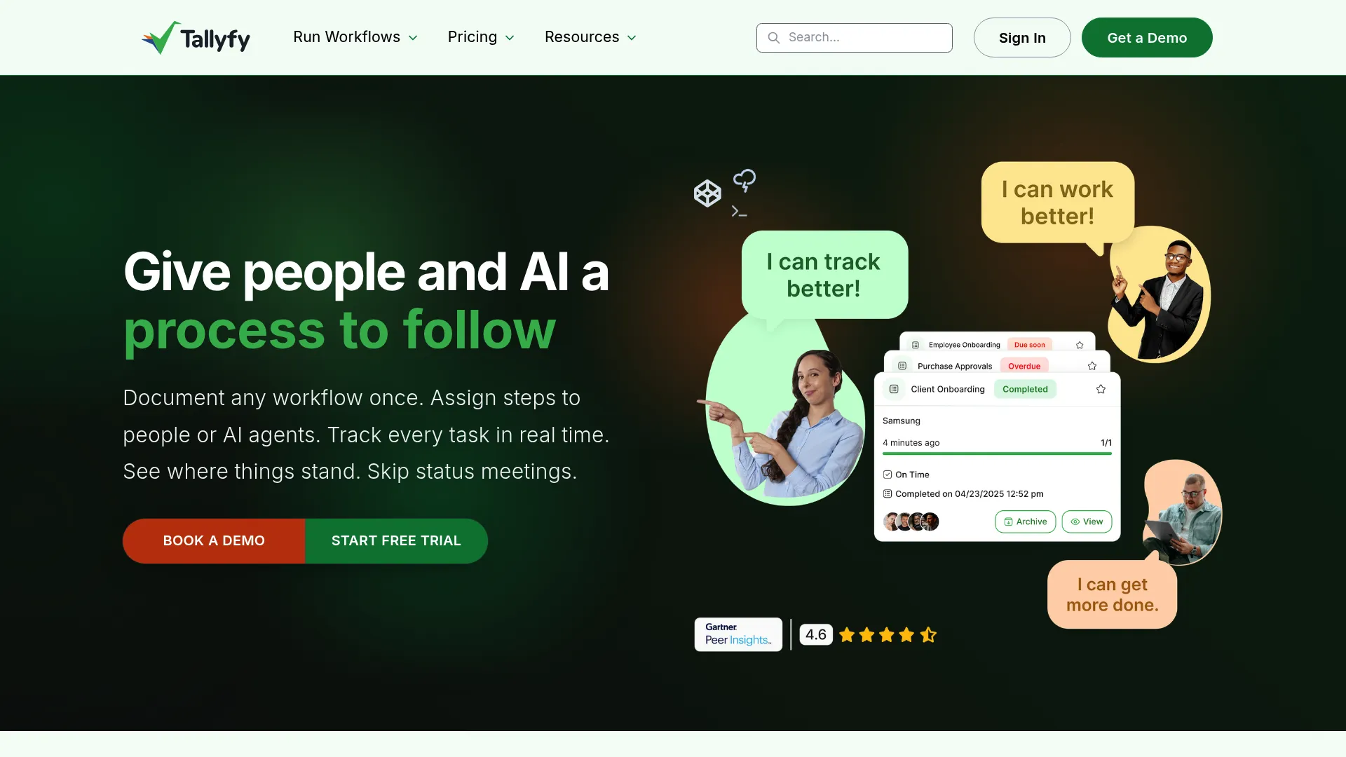 Tallyfy workflow automation and process tracking homepage