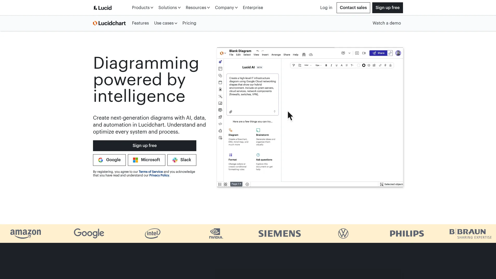 Lucidchart diagramming interface