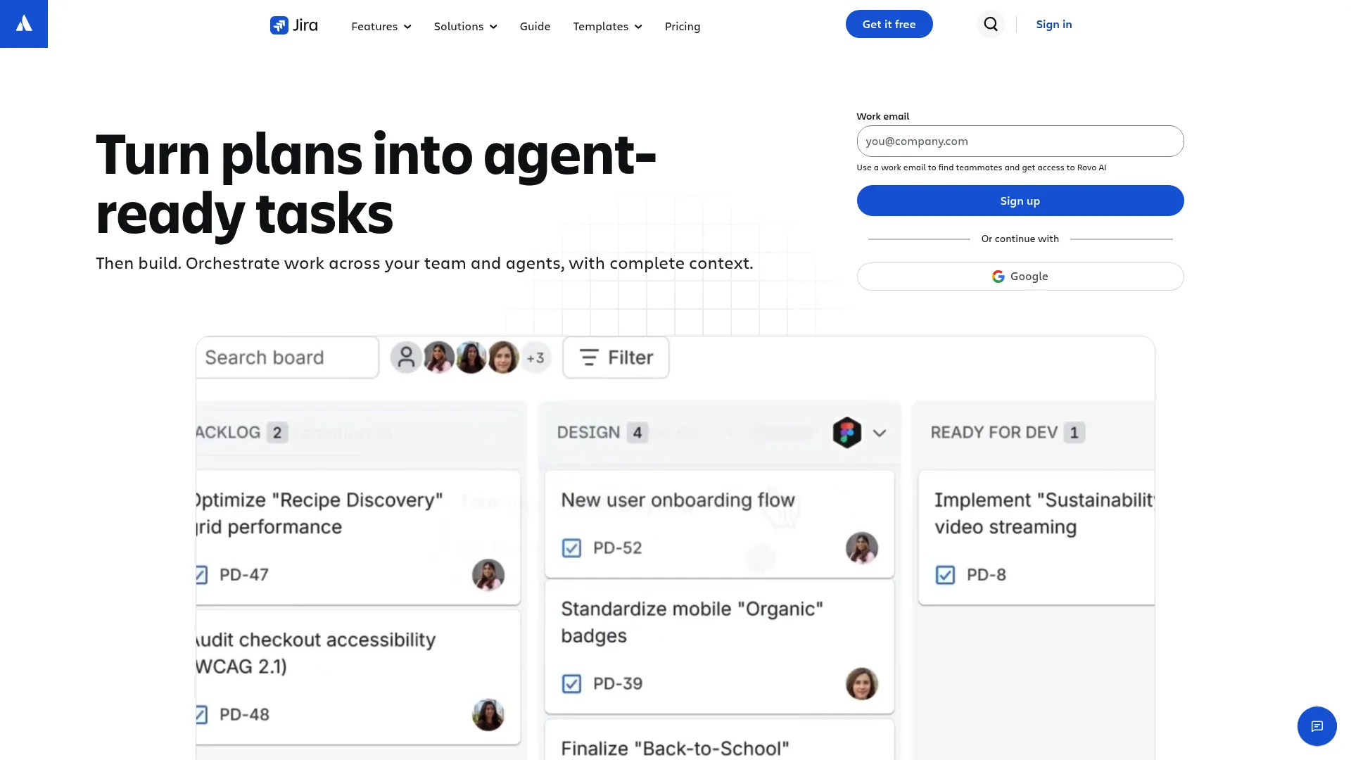 Jira backlog ranking and issue tracking board