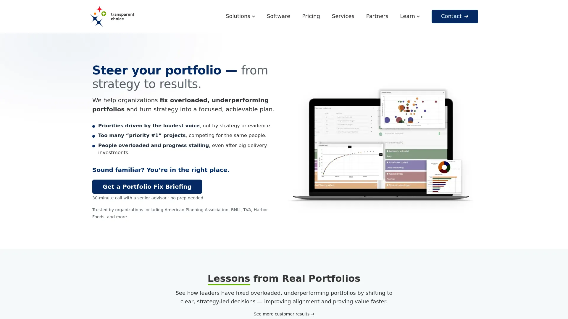 TransparentChoice project and portfolio prioritization software homepage