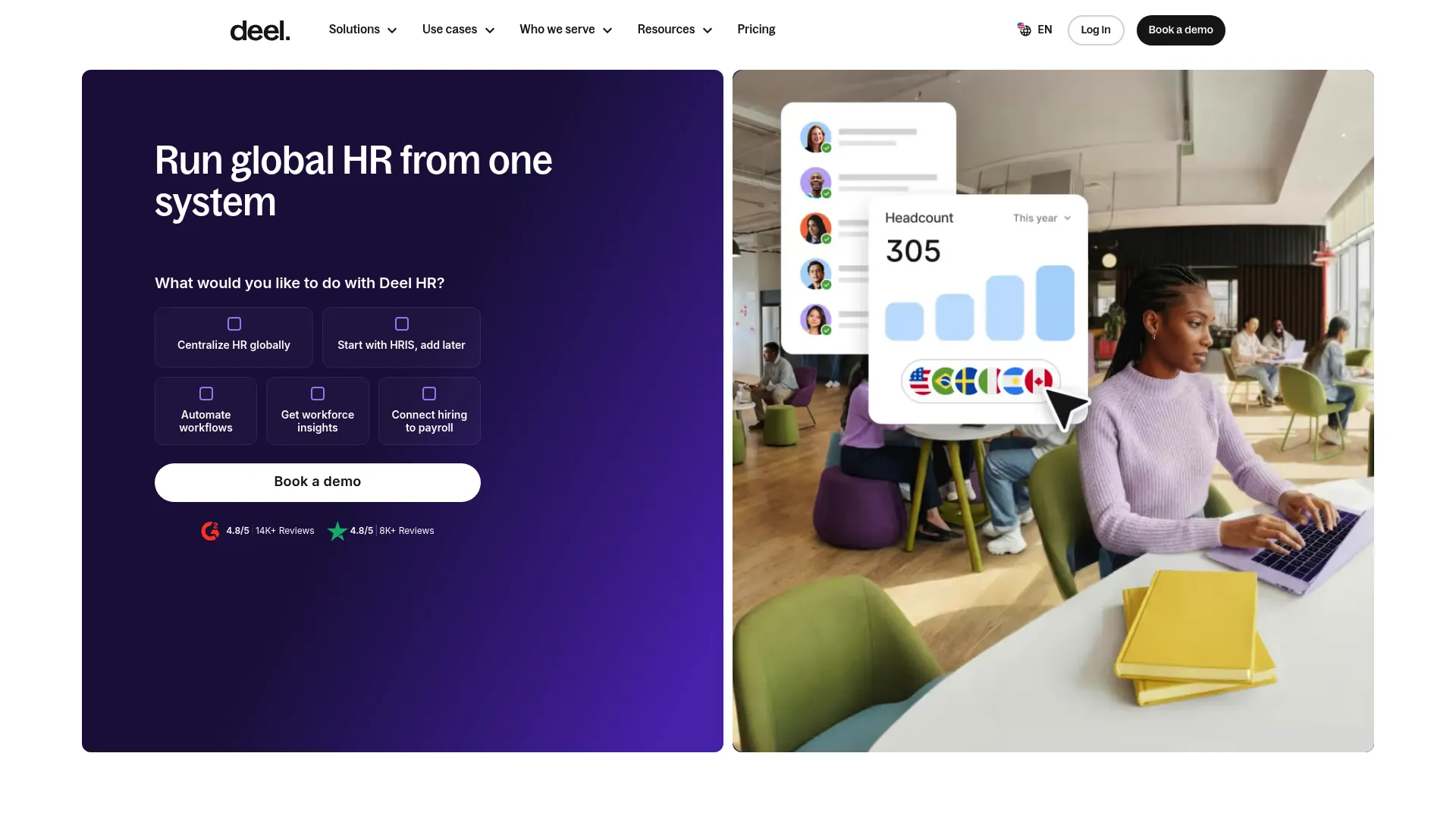 Deel HR people management and goals interface