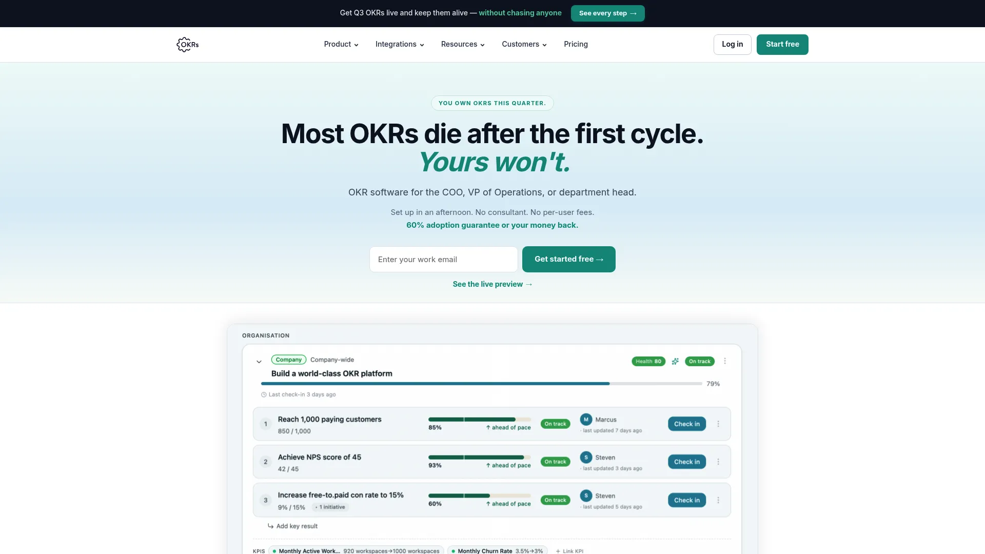 OKRs Tool OKR software dashboard