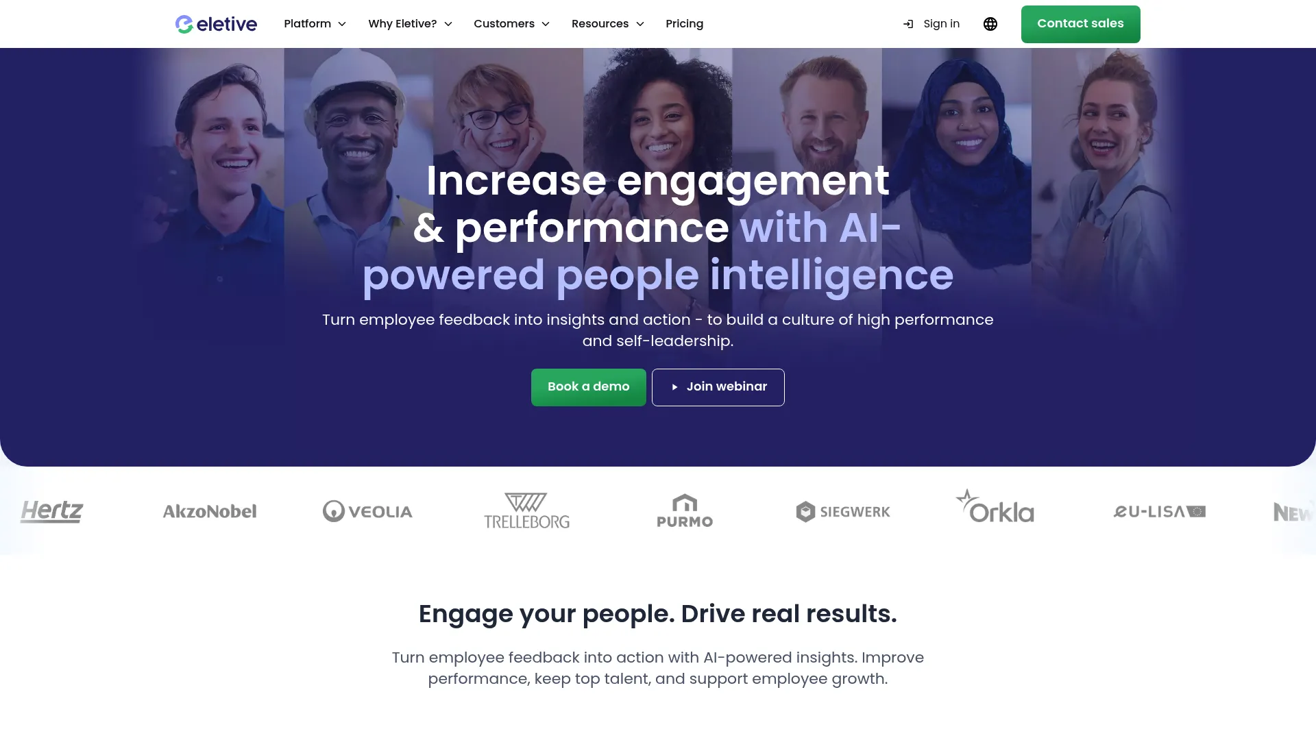 Eletive employee engagement and pulse survey dashboard