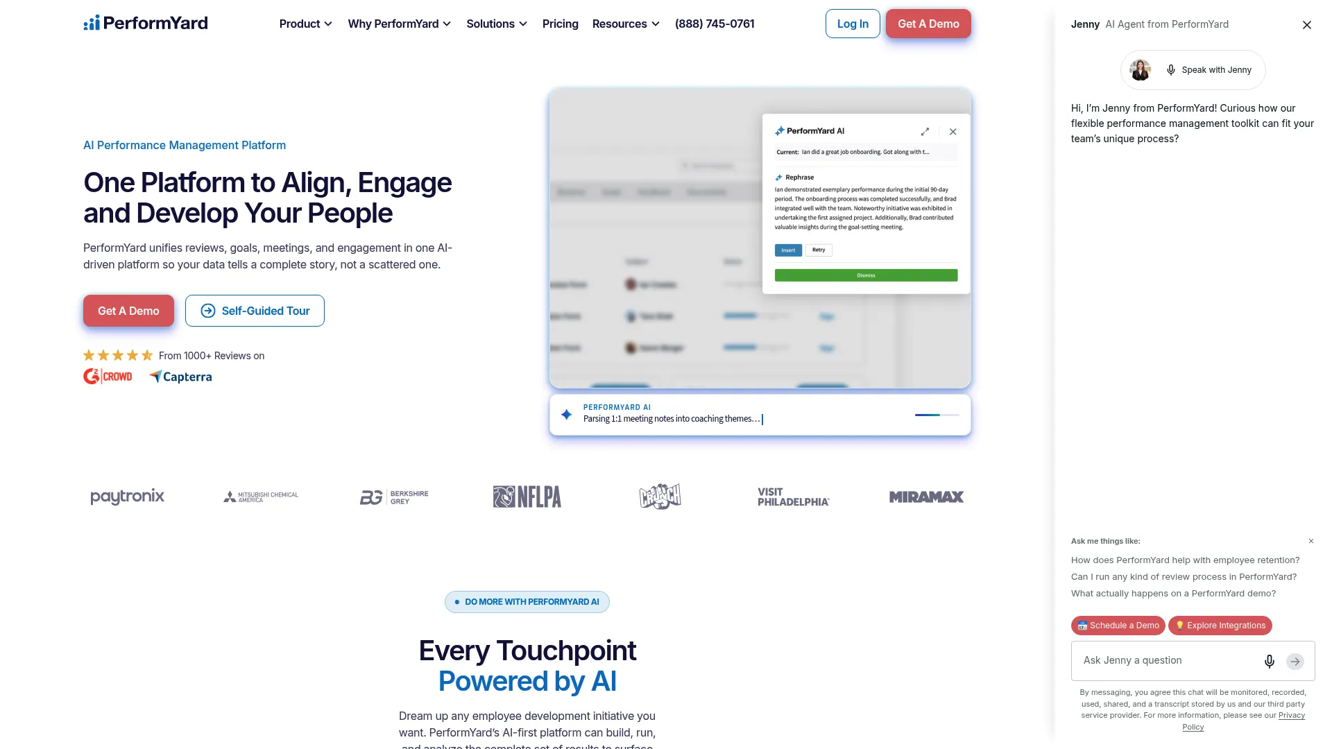 PerformYard performance management software dashboard