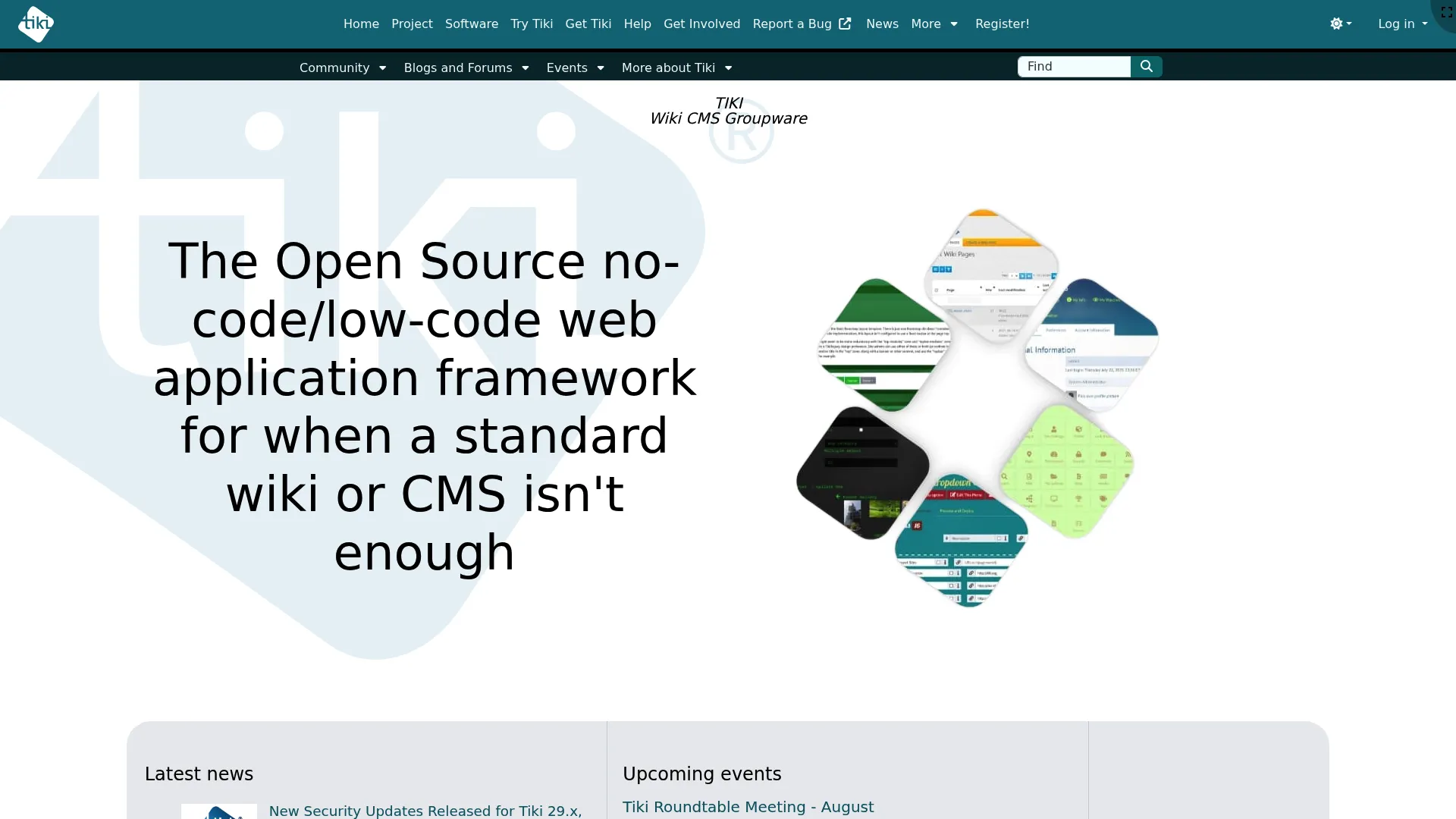 Tiki Wiki CMS Groupware interface showing wiki and collaboration features