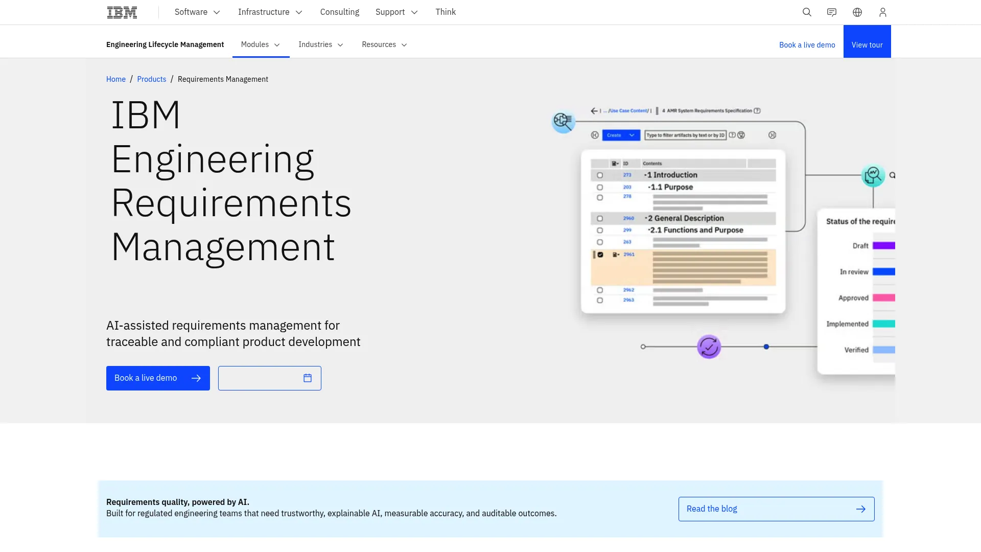 Rational DOORS Next requirements management interface