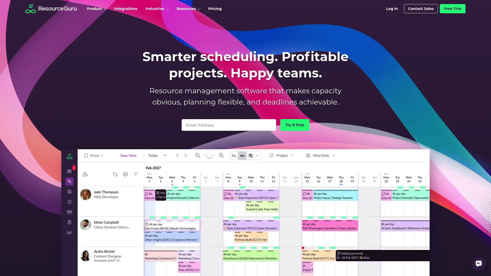Resource Guru resource scheduling interface