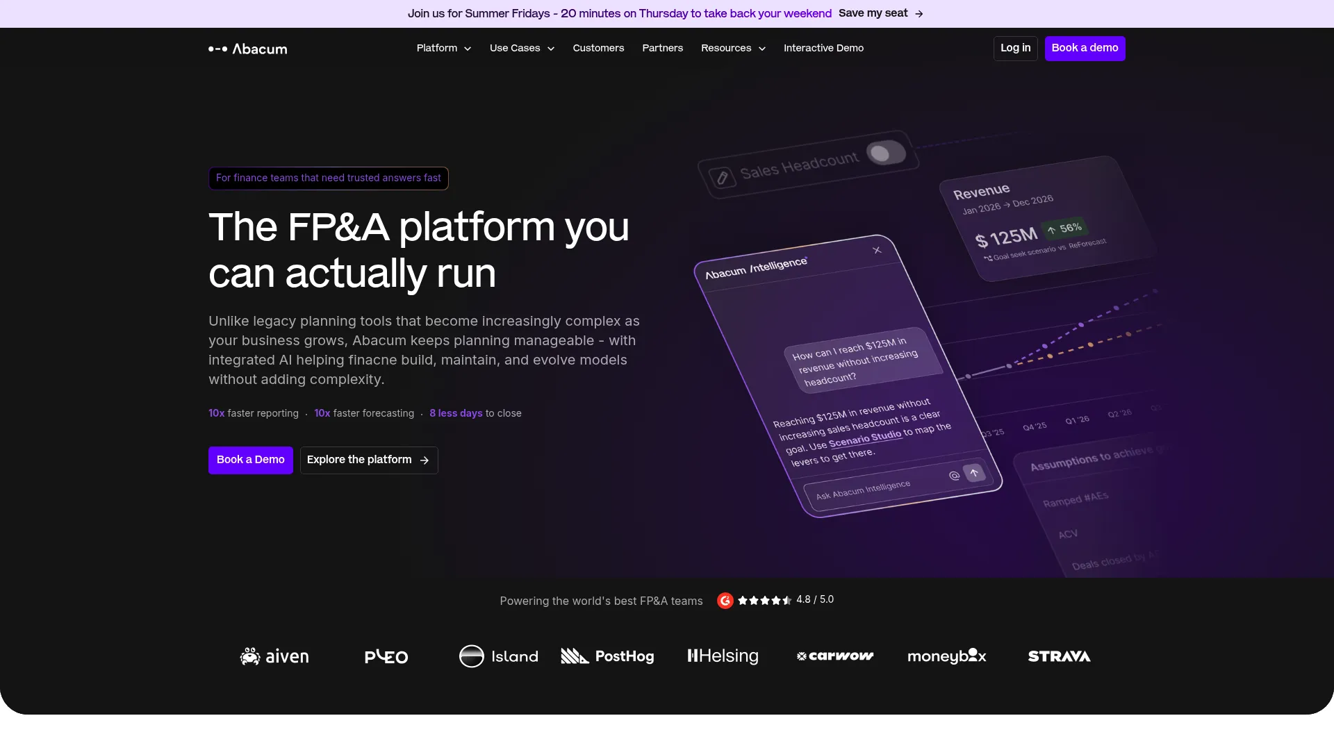 Abacum FP&A platform dashboard