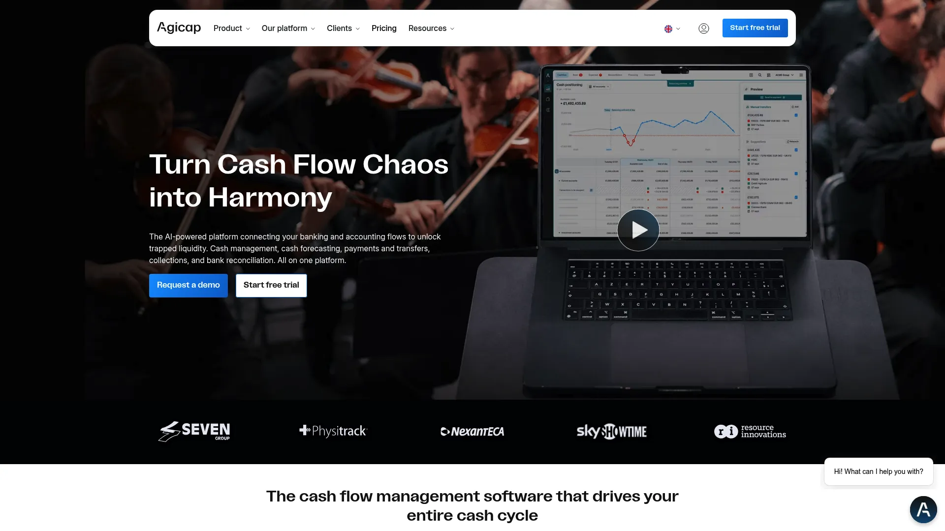 Agicap cash and treasury management dashboard