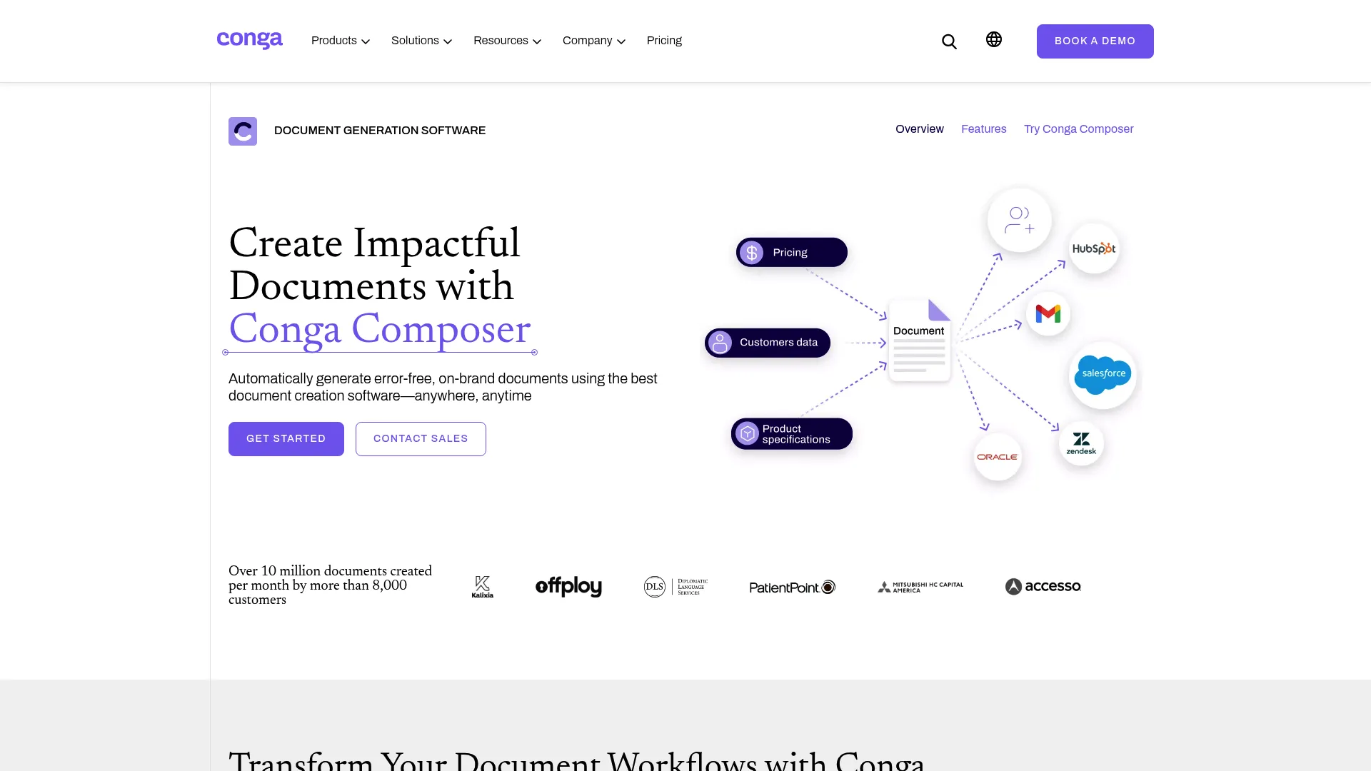 Conga Composer document generation interface
