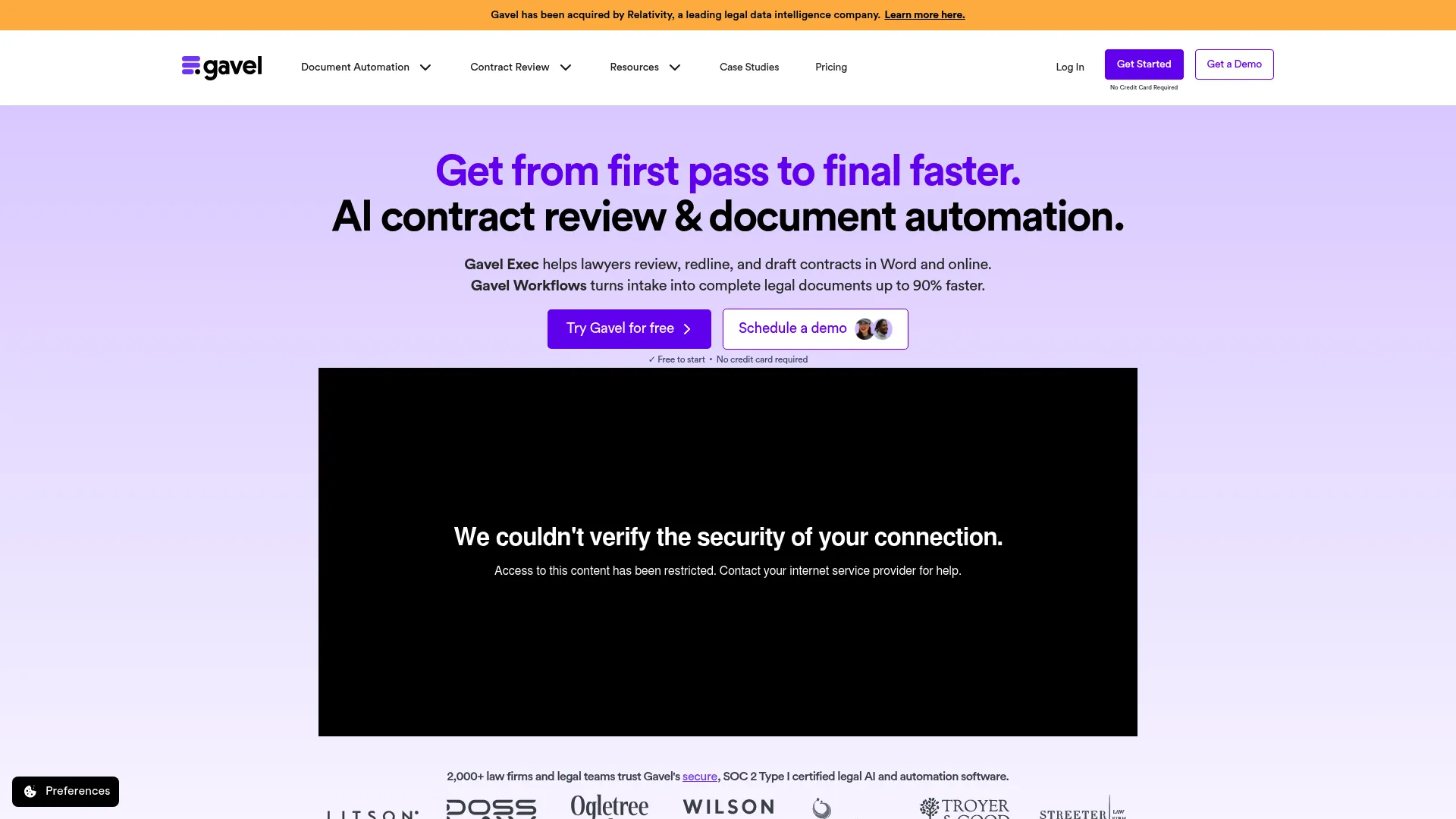 Gavel legal document automation and contract review interface
