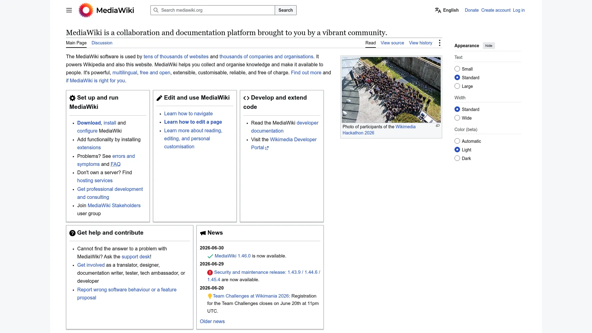 MediaWiki open-source wiki engine