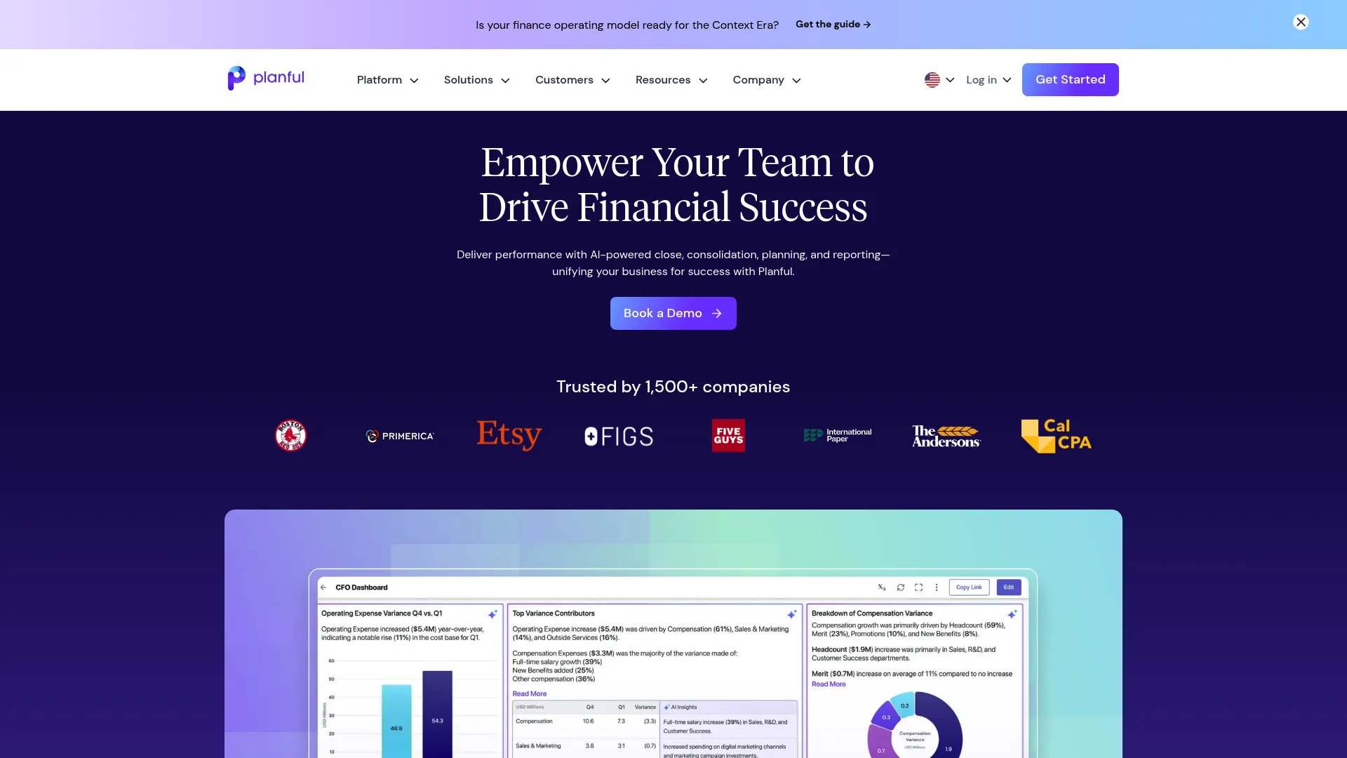 Planful financial performance management platform