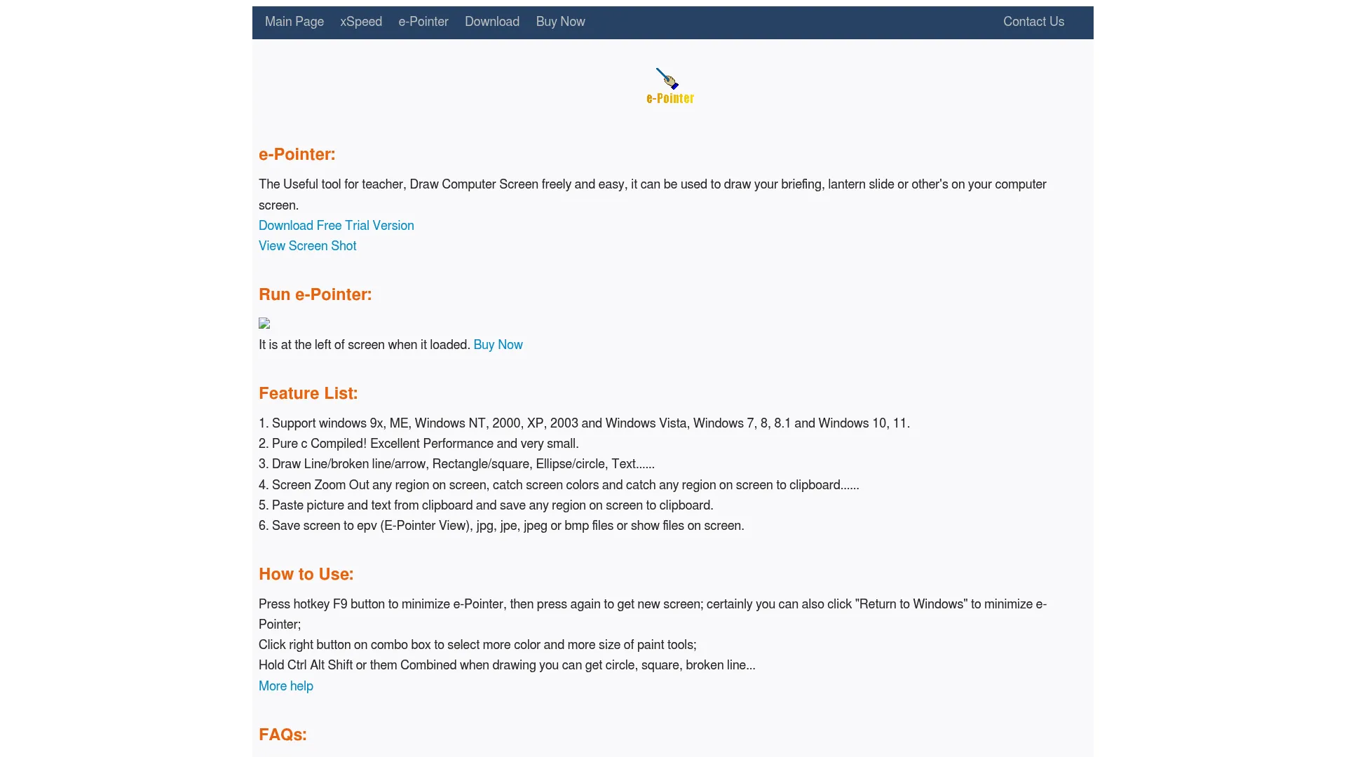 ePointer teaching annotation tool with freeze mode