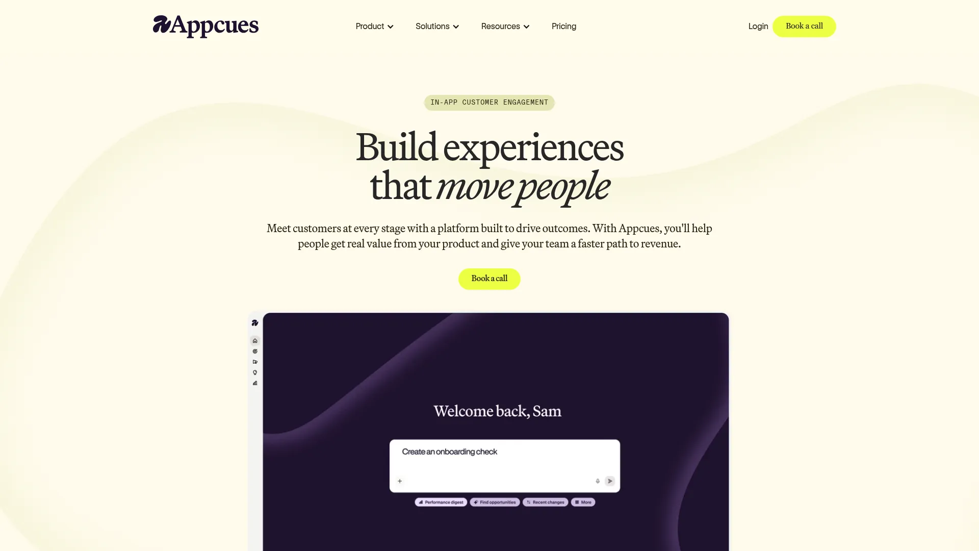 Appcues in-app guidance software homepage