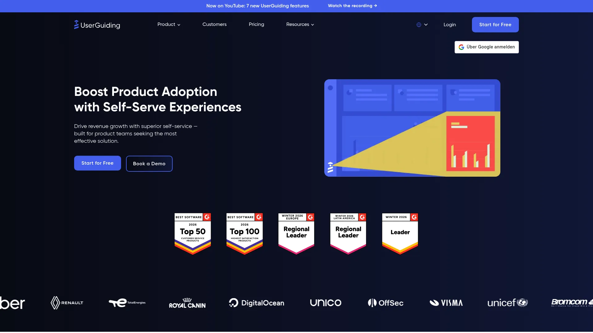 UserGuiding user onboarding platform homepage
