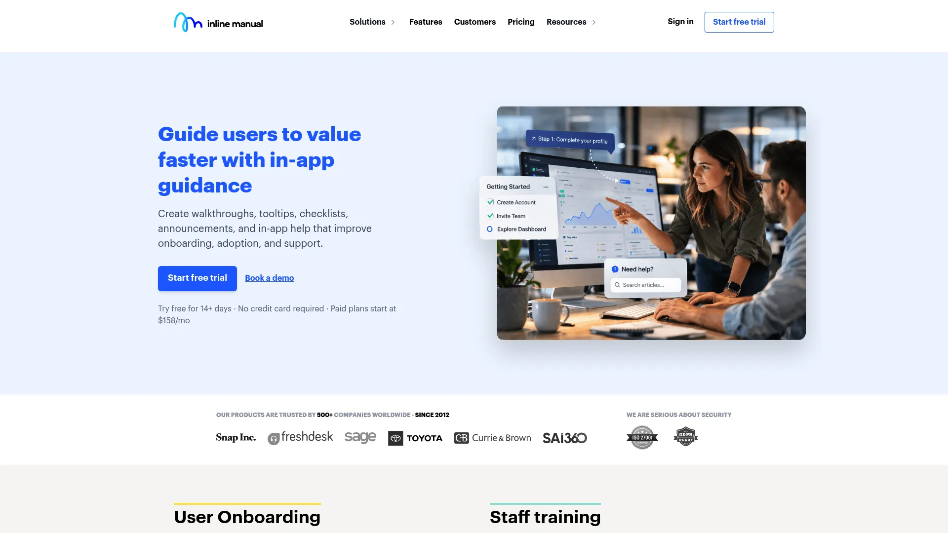 Inline Manual digital adoption platform homepage