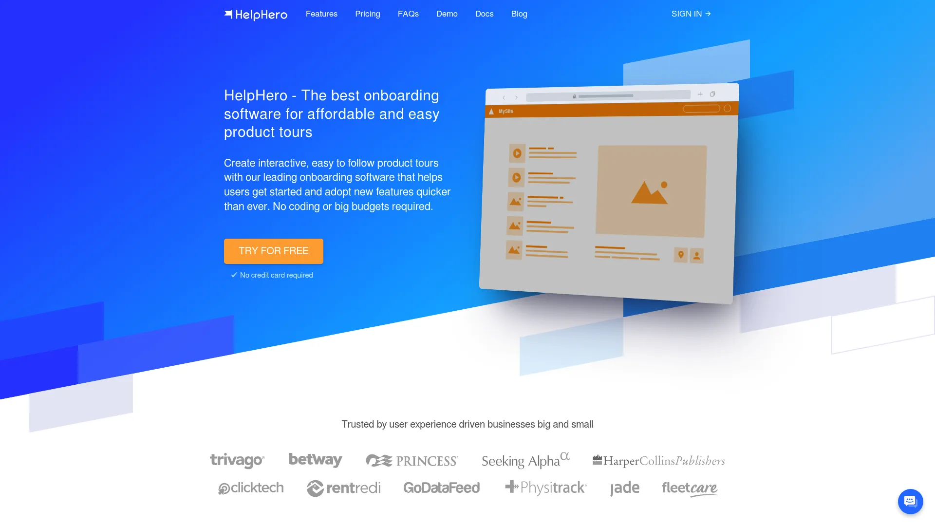 HelpHero user onboarding software homepage