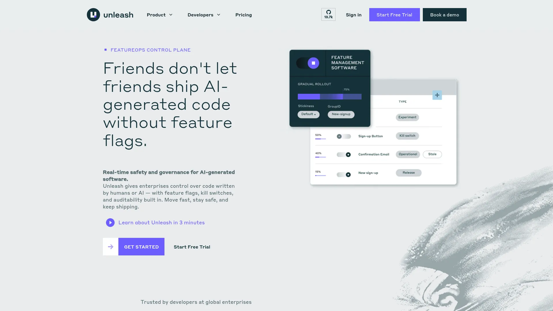 Unleash open-source feature management platform homepage