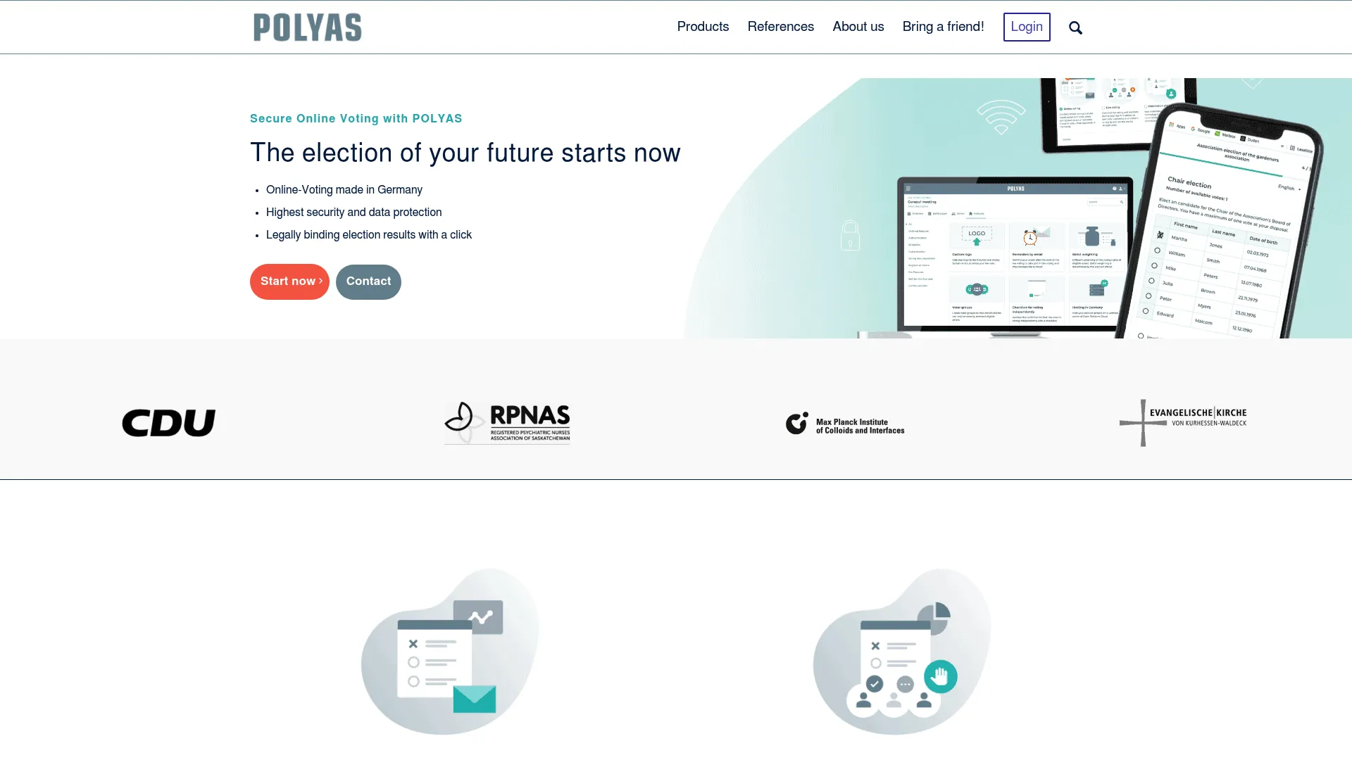 Polyas online voting software homepage