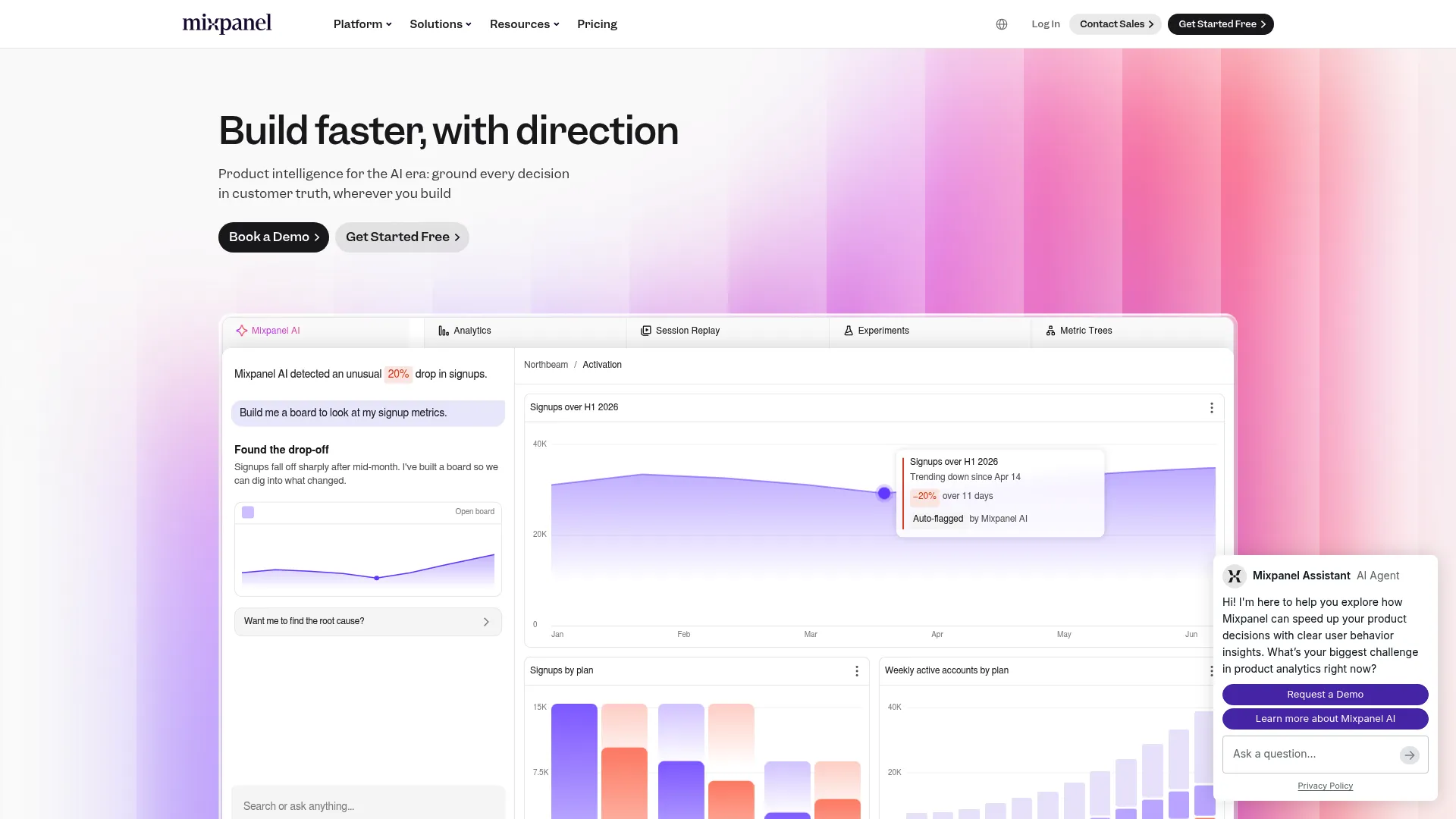 Mixpanel product analytics interface