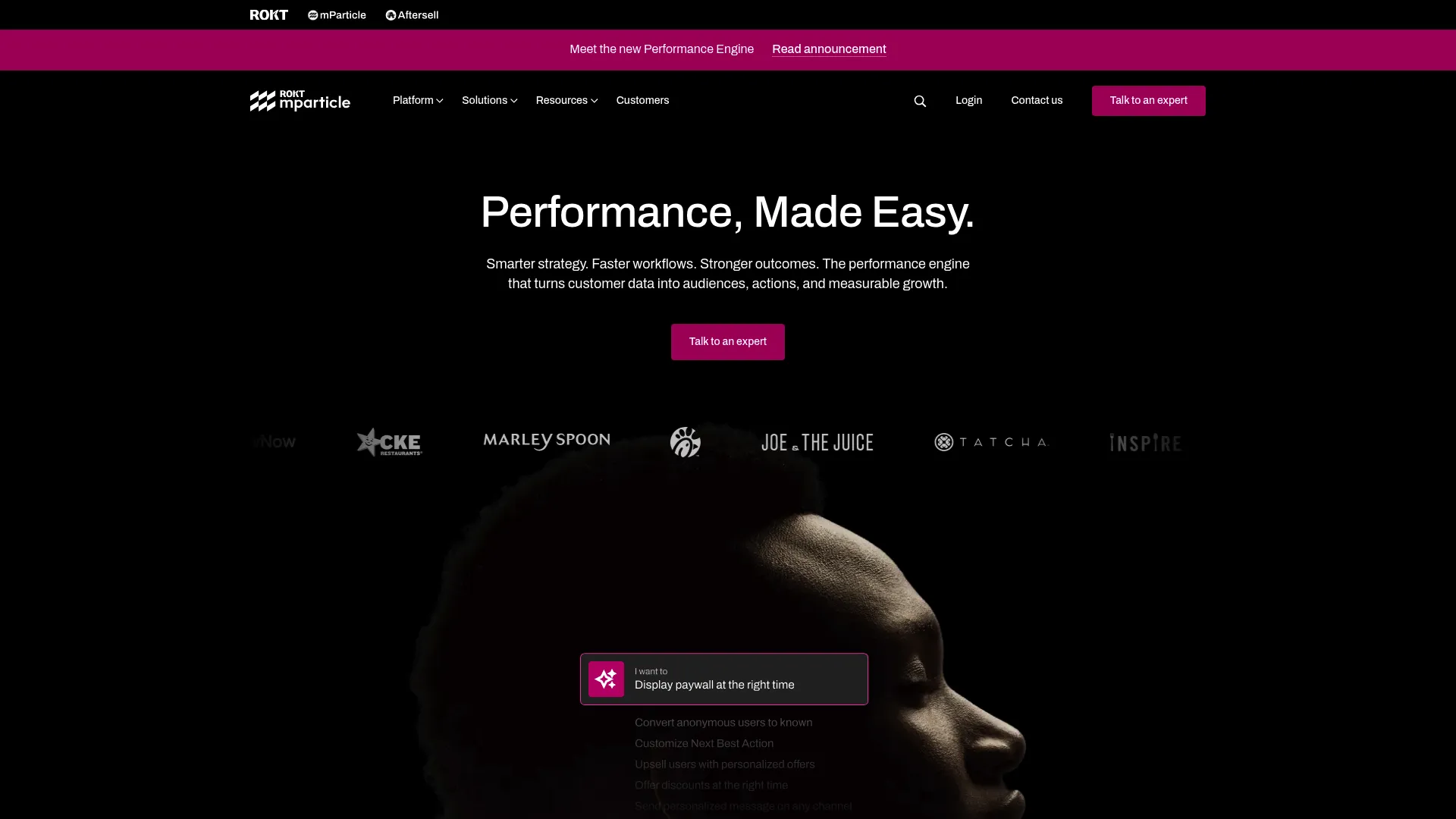 mParticle customer data platform homepage