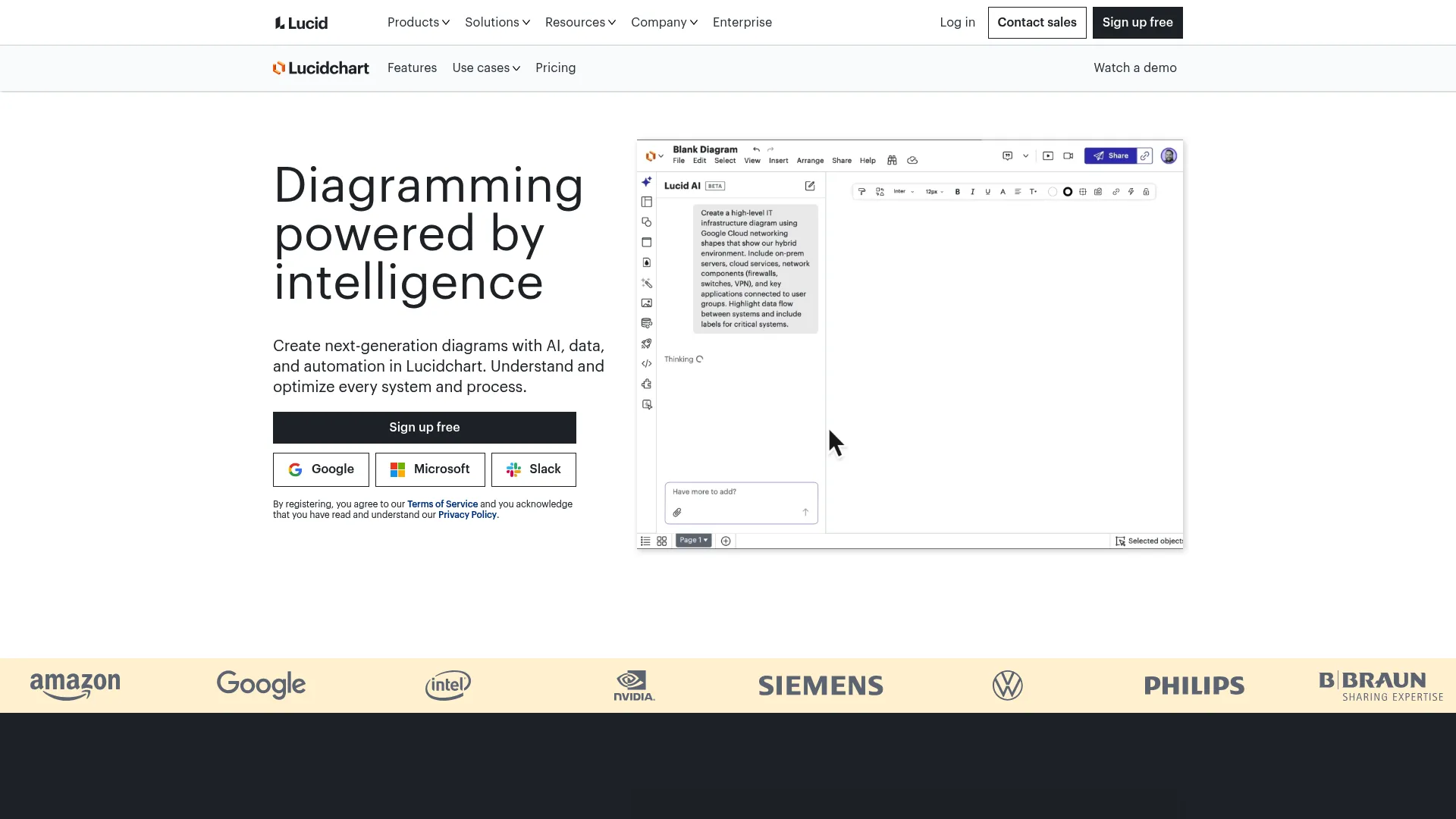 Lucidchart collaborative diagramming interface