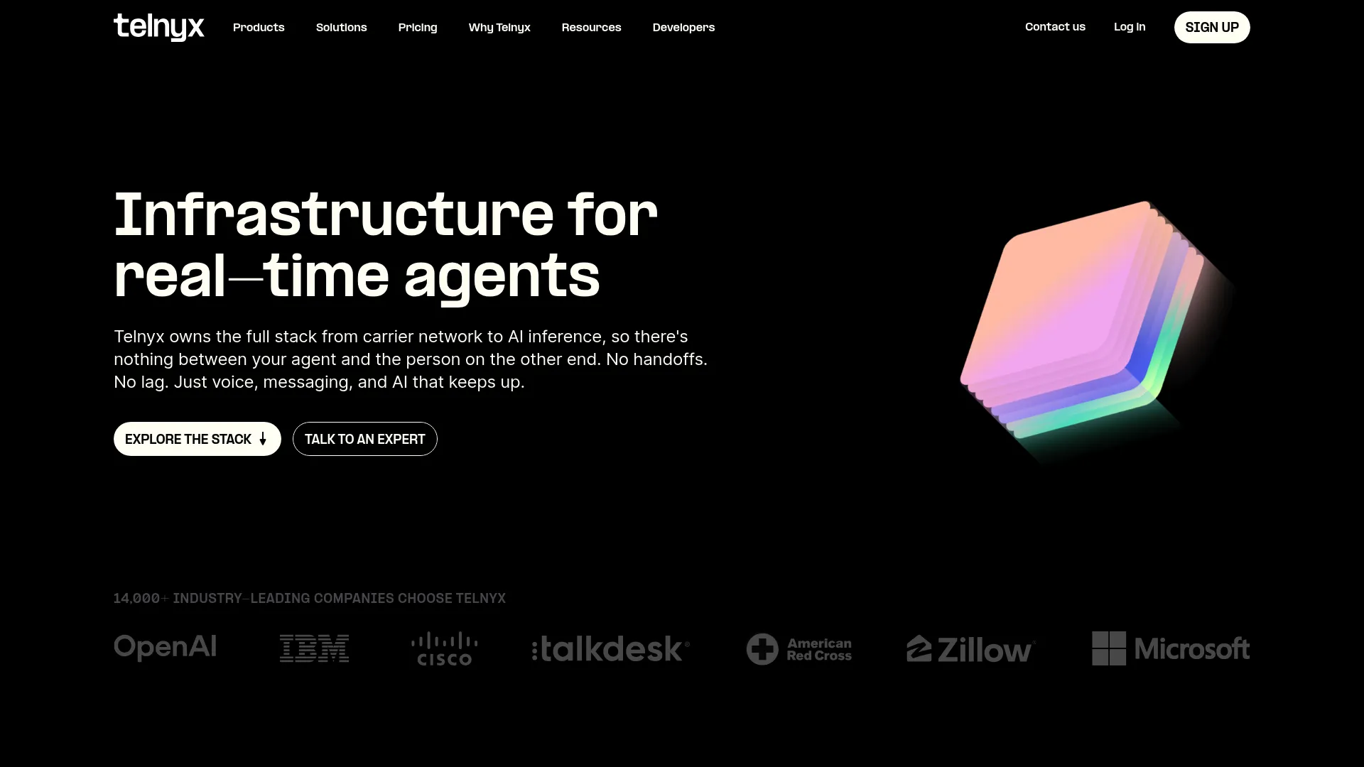 Telnyx communications and connectivity platform homepage