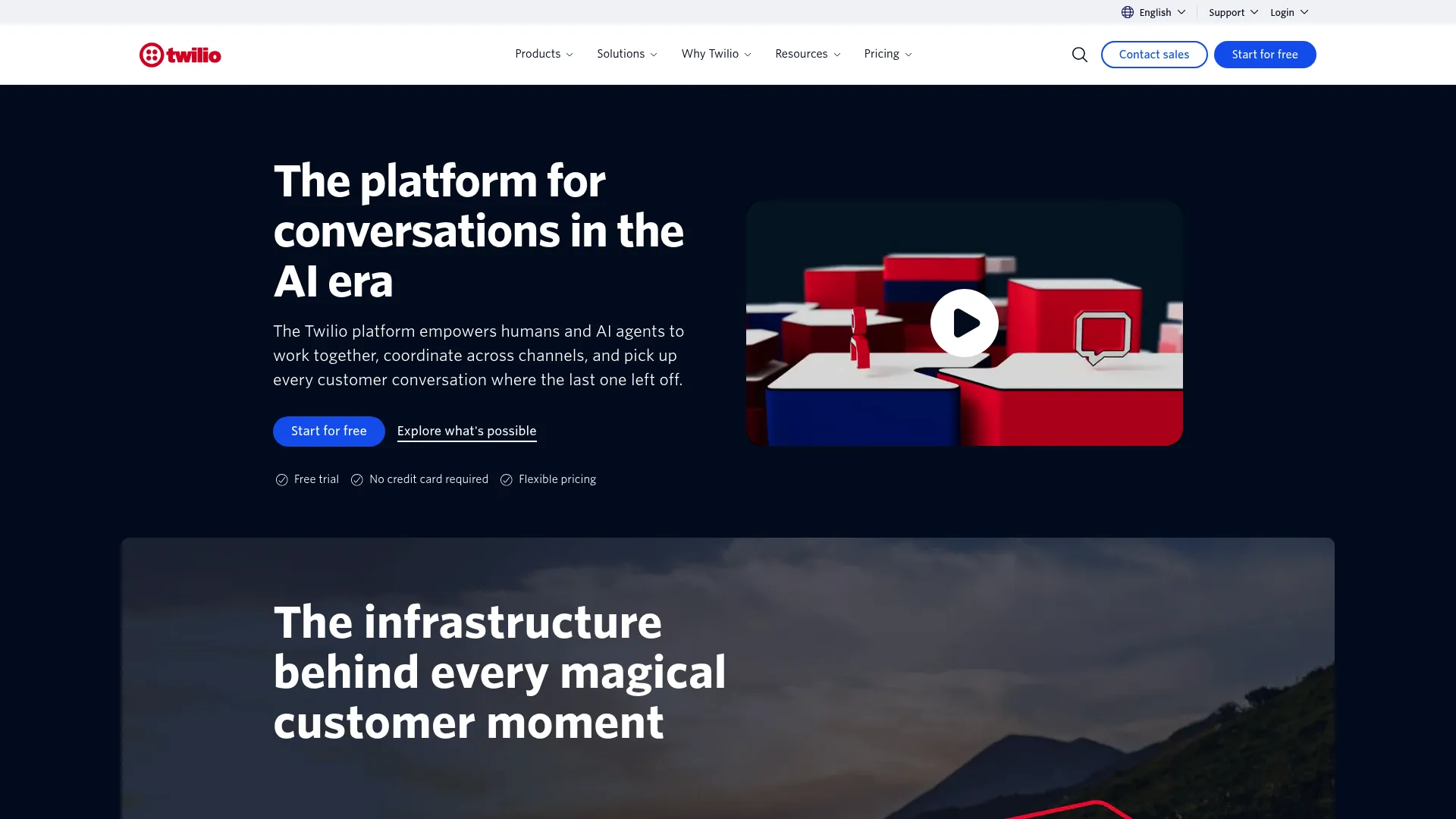 Twilio voice API platform homepage