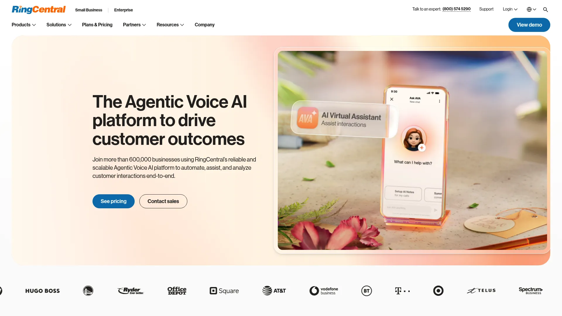 RingCentral cloud communications platform homepage