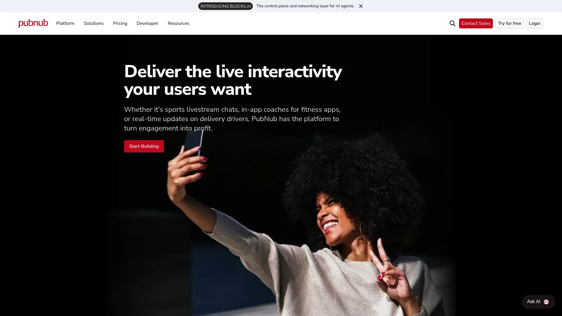 PubNub real-time communication platform homepage