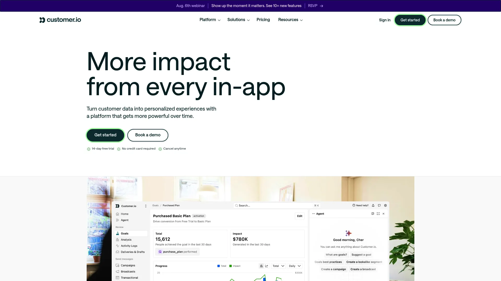 Customer.io engagement platform homepage