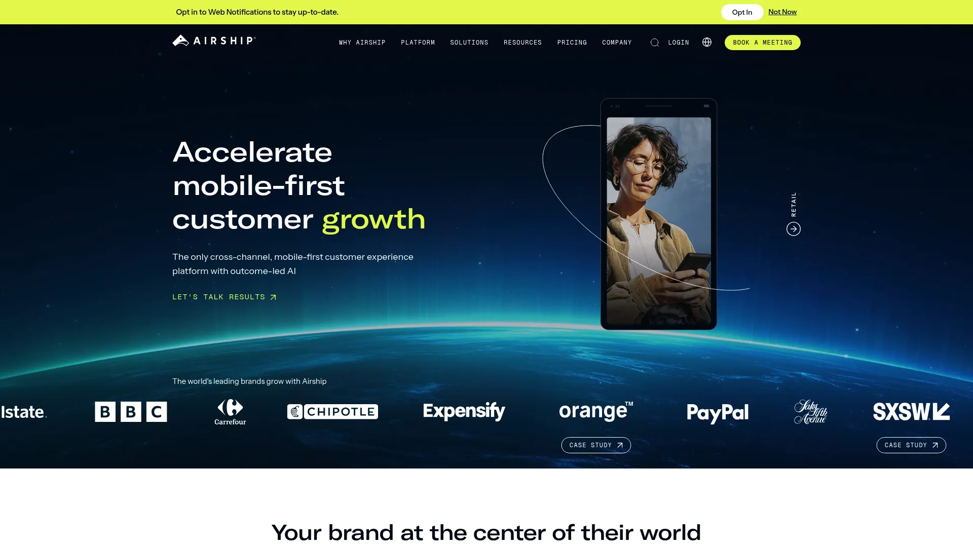 Airship mobile engagement platform homepage