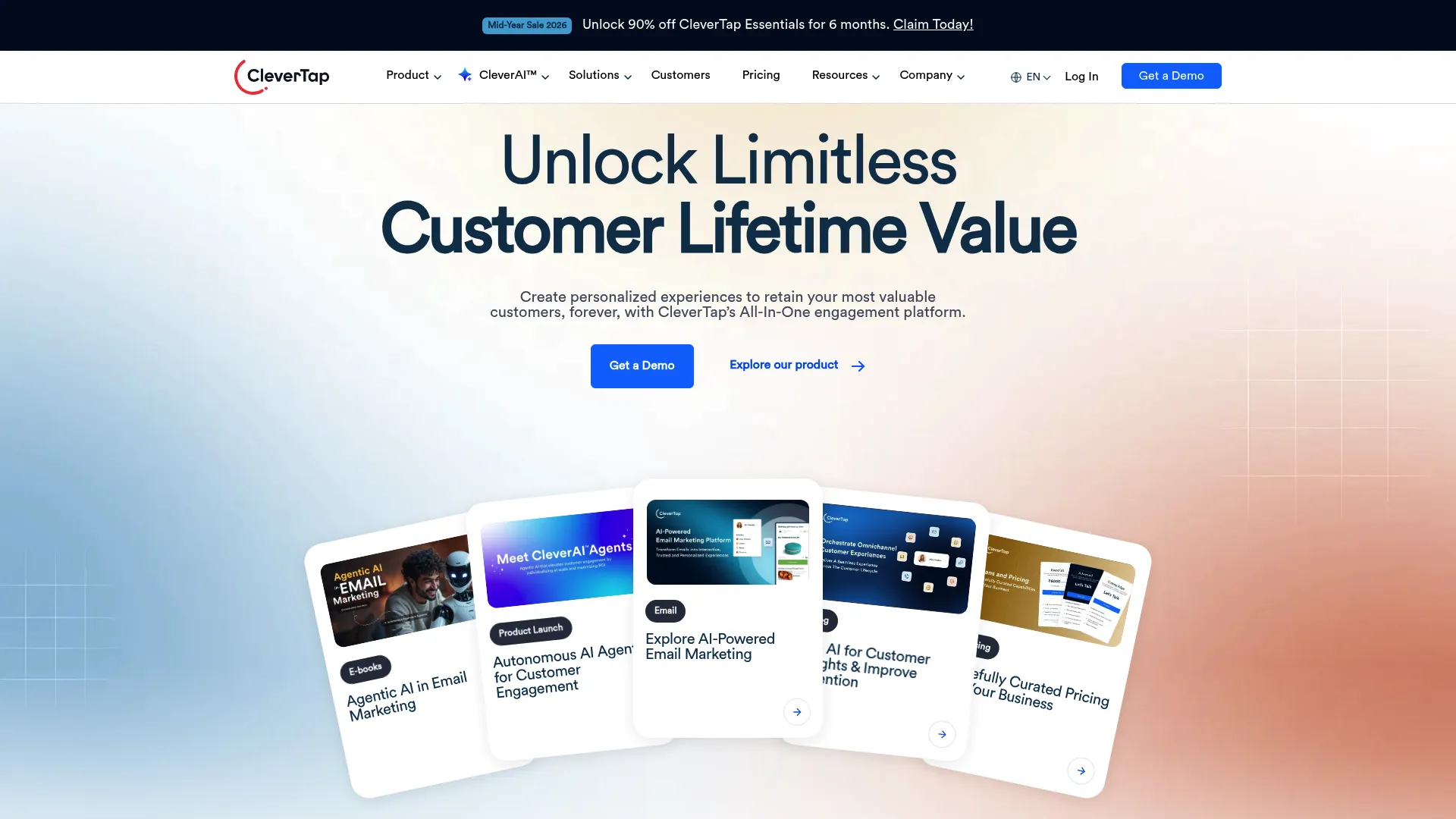 CleverTap engagement and retention platform homepage