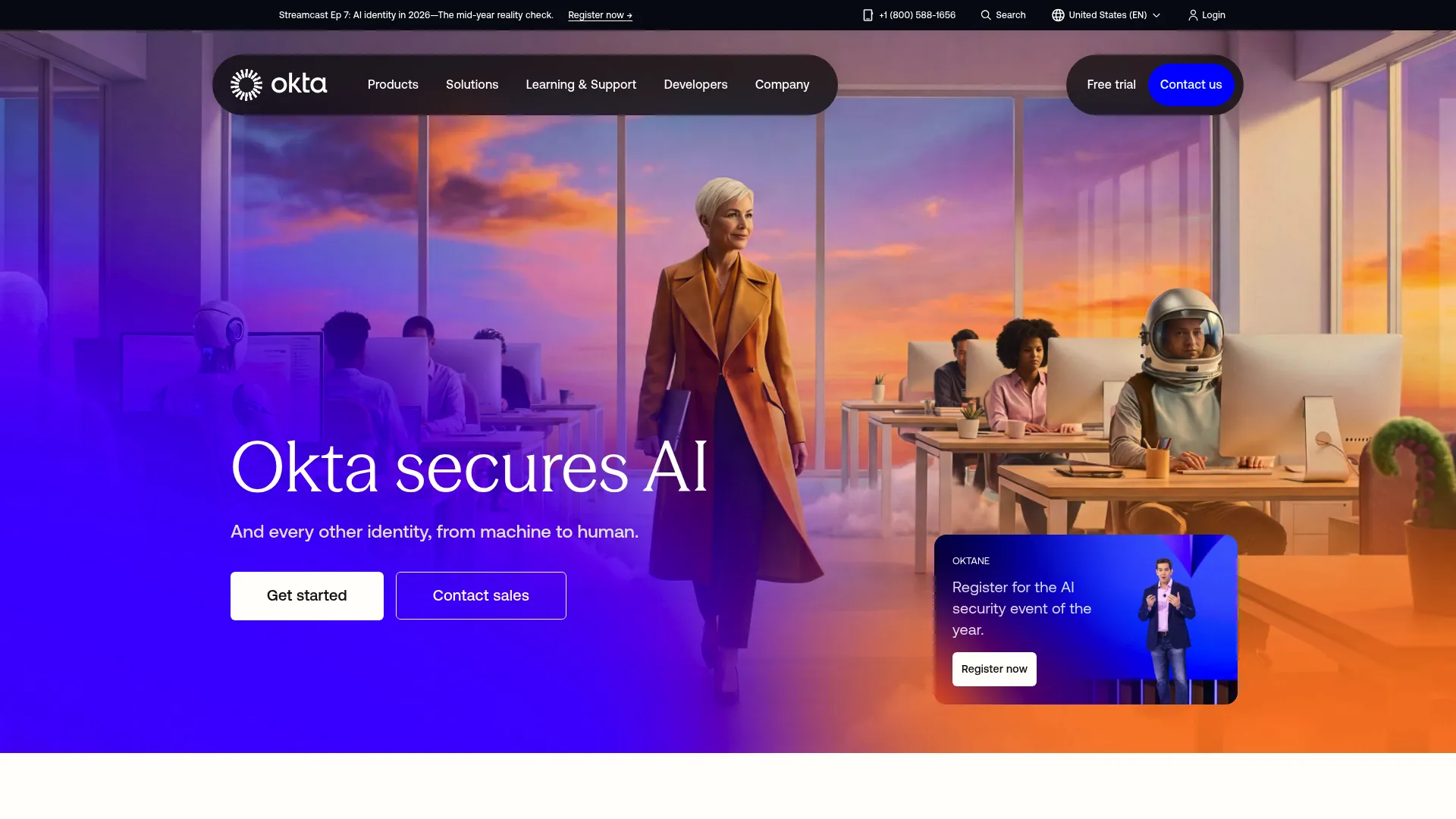 Okta identity and access management homepage