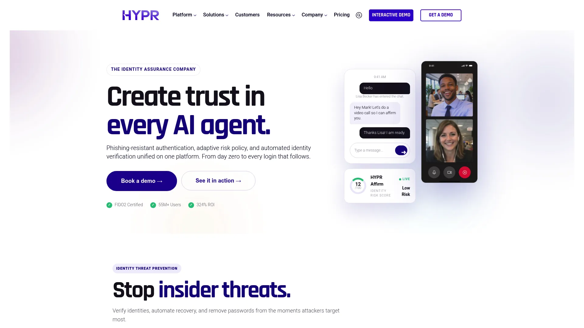 HYPR passwordless identity assurance homepage