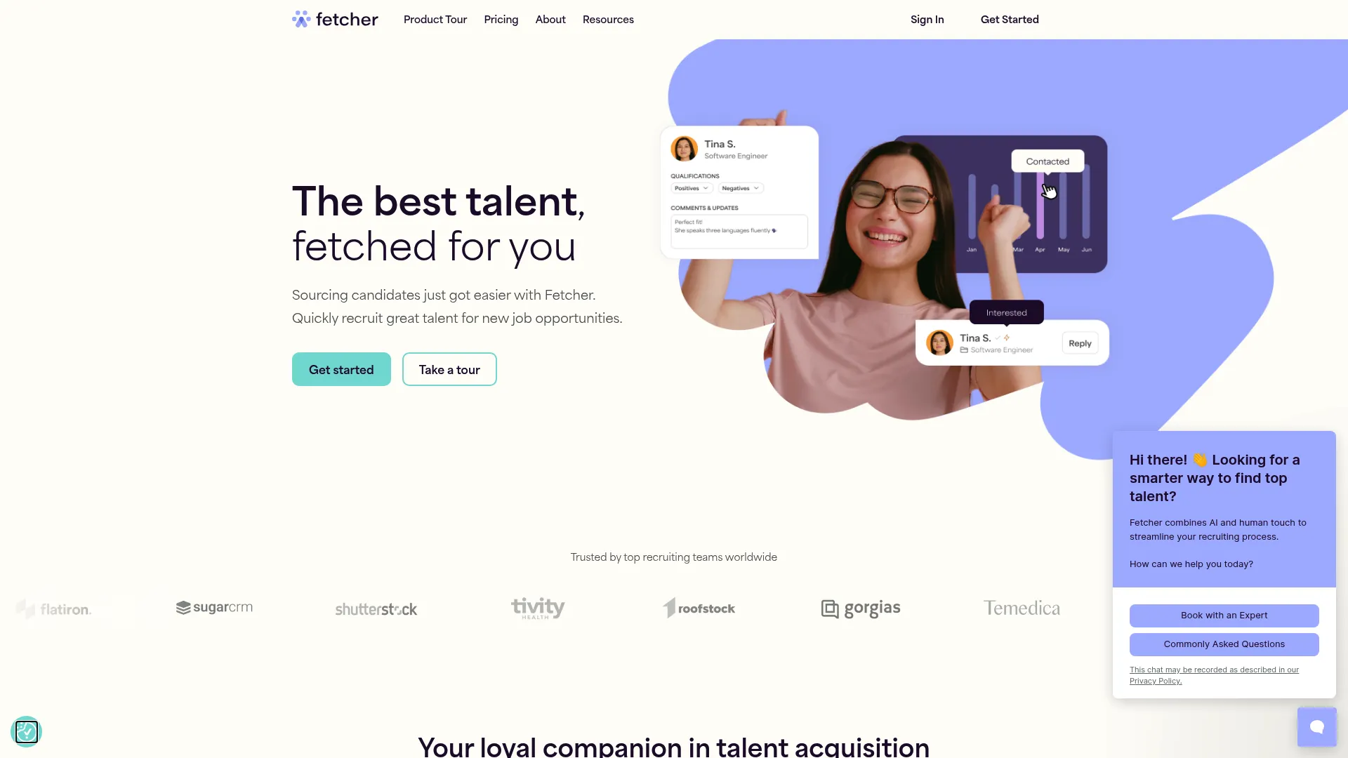 Fetcher AI candidate sourcing platform homepage