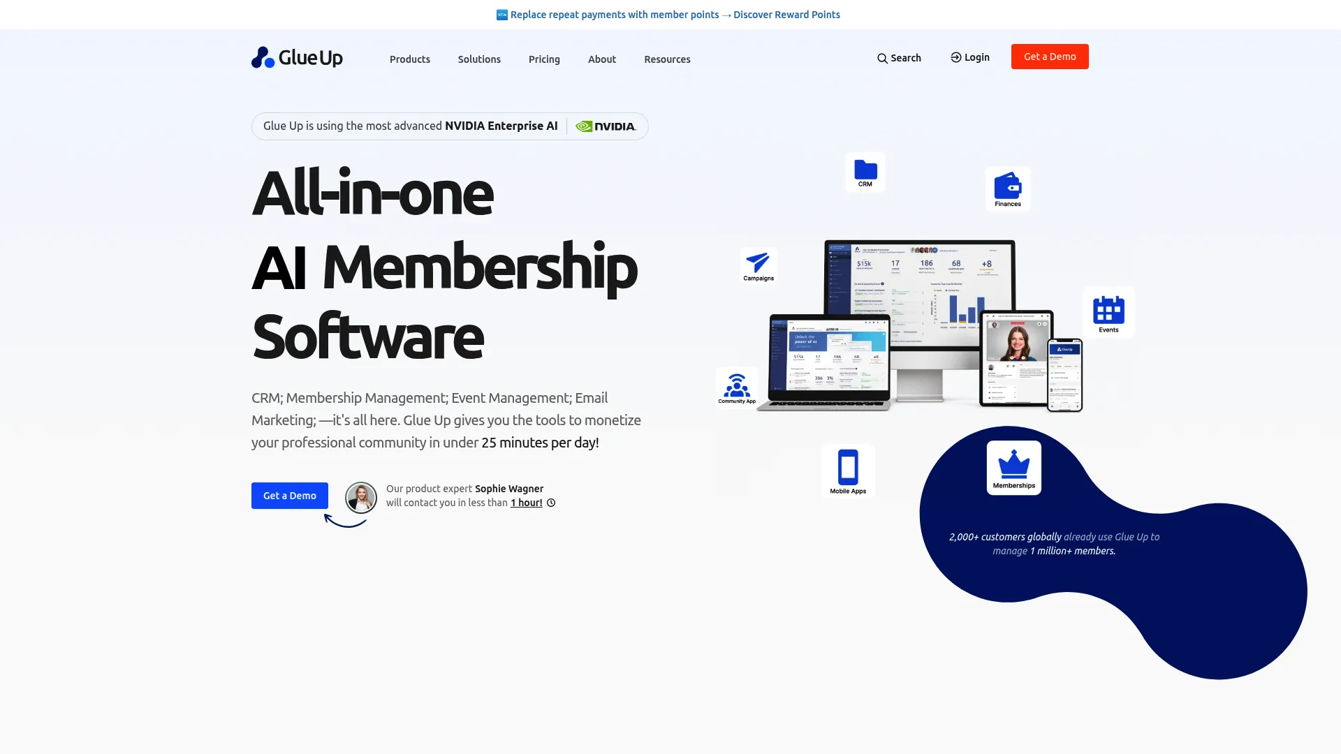 Glue Up membership and community management platform homepage
