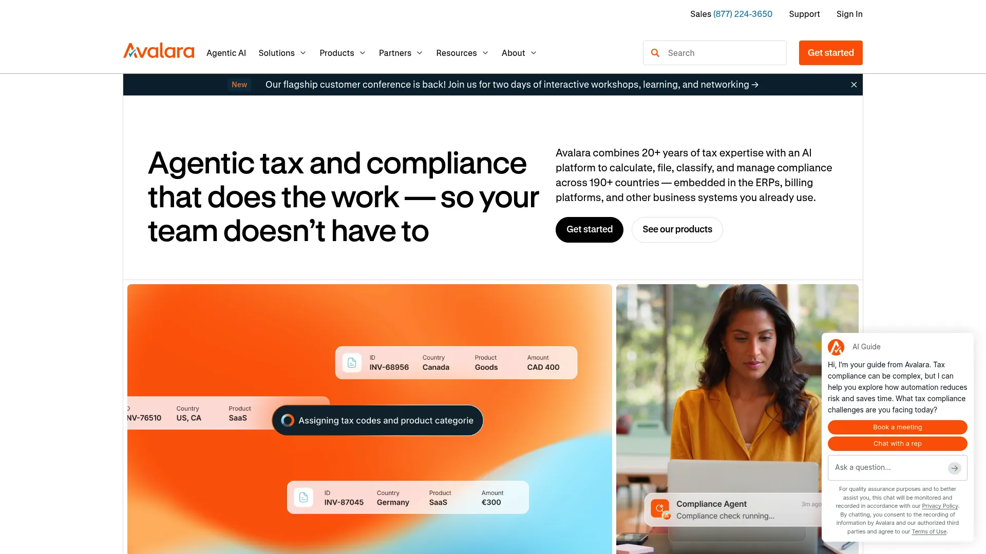 Avalara sales tax compliance software homepage