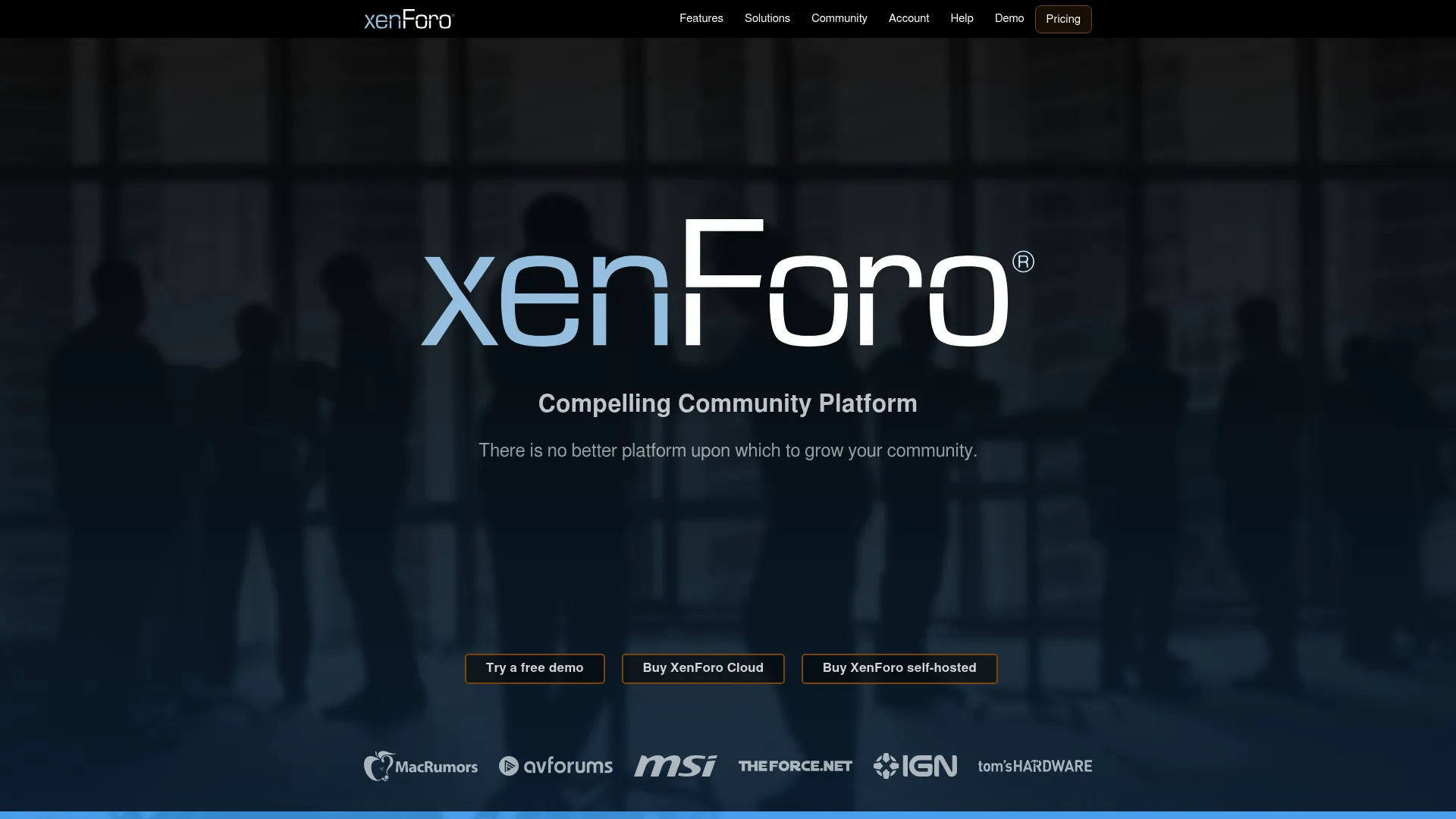 XenForo premium forum and community platform homepage