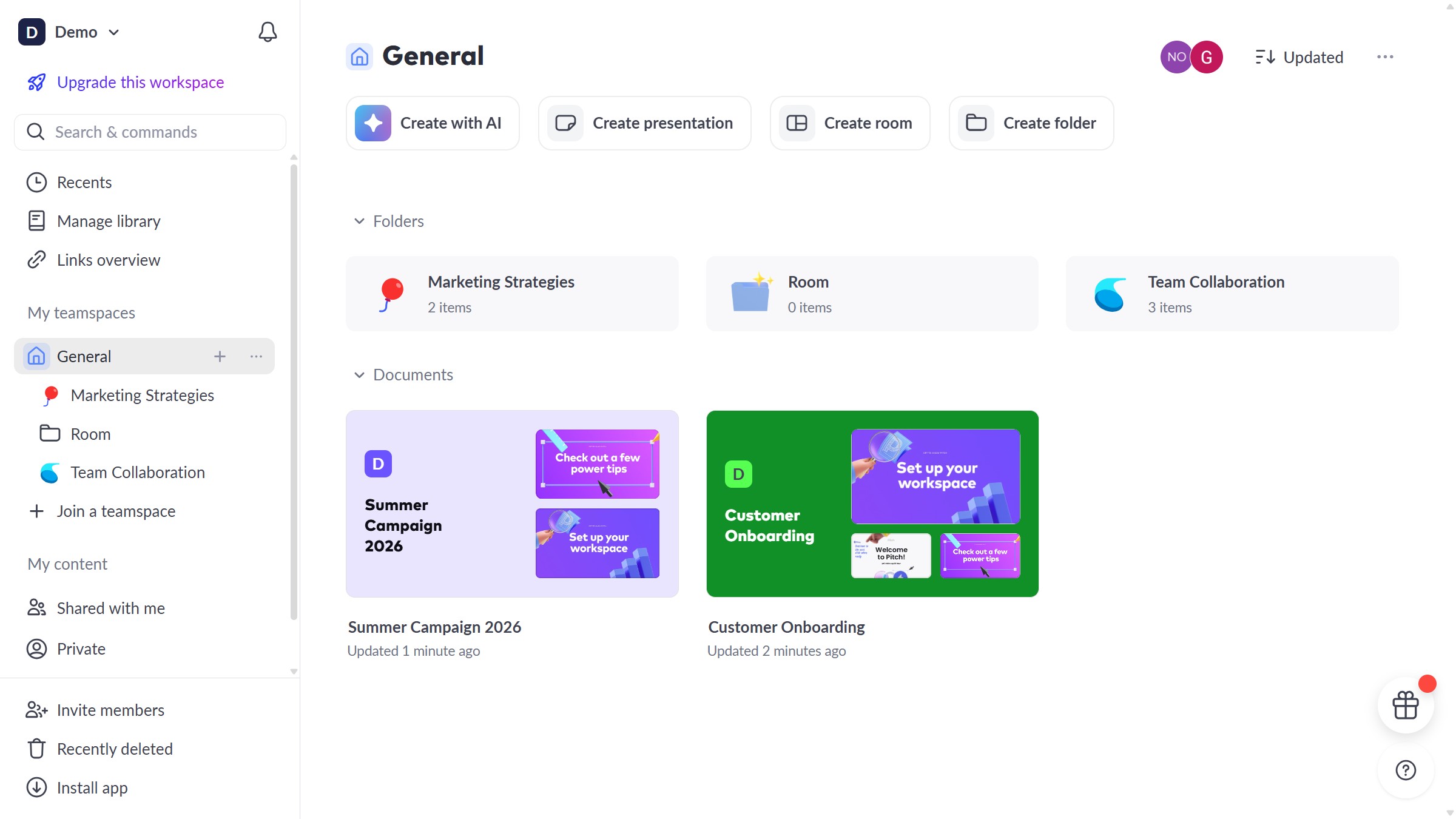How to move a room to a folder in Pitch