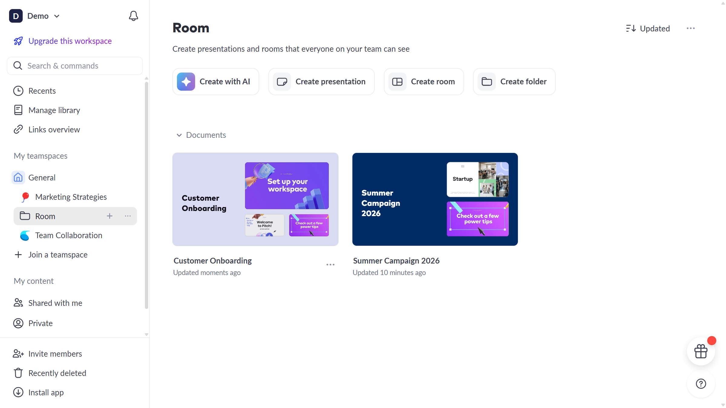 How to upload a file to a room in Pitch
