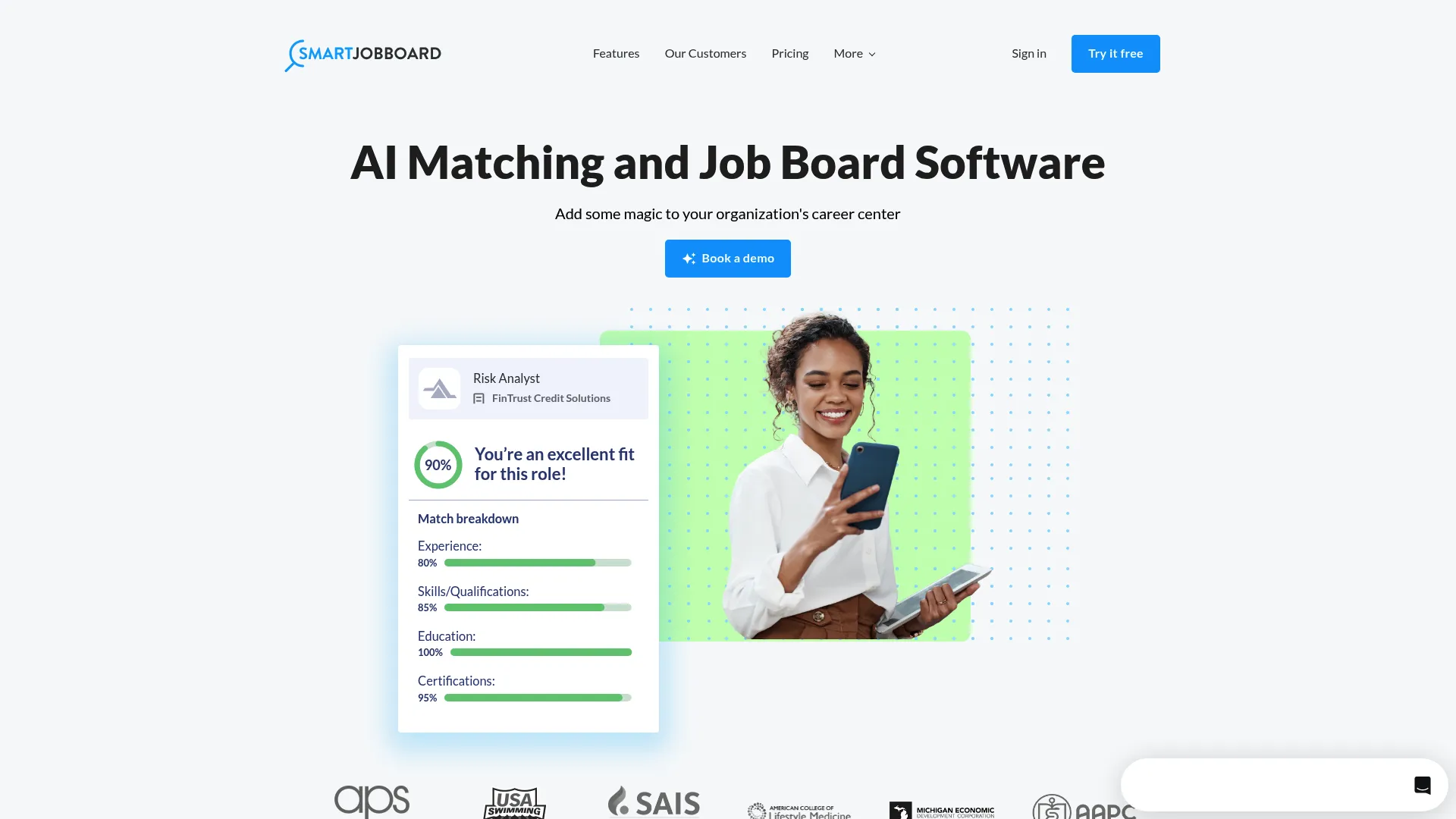 SmartJobBoard branded career center software homepage